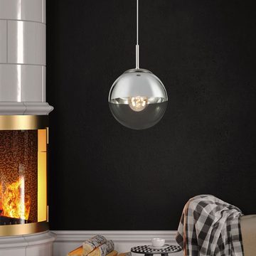 etc-shop LED Pendelleuchte, Leuchtmittel inklusive, Warmweiß, Decken Pendel Leuchte Wohn Zimmer Glas Kugel Hänge Lampe chrom klar im