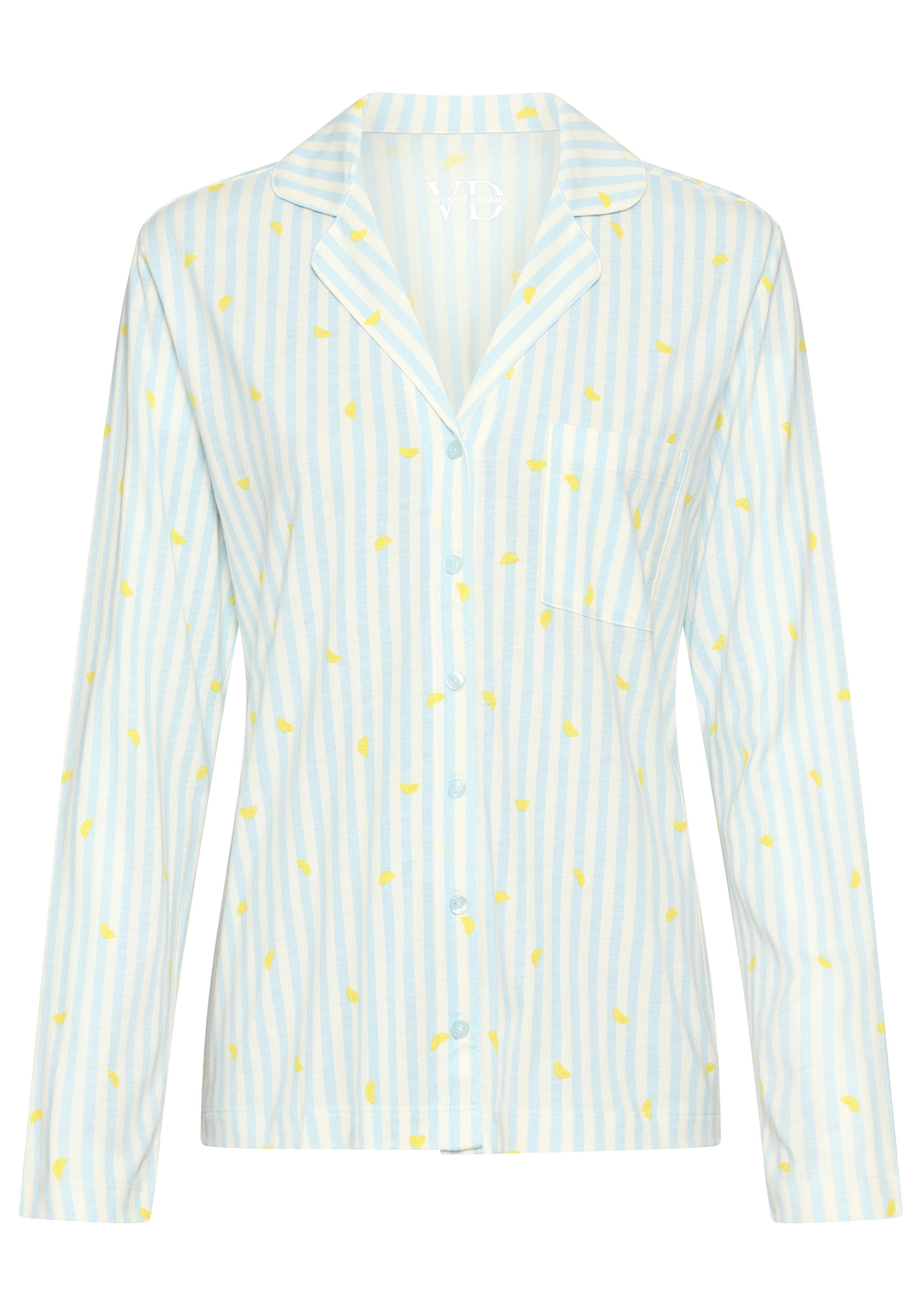 Vivance Dreams by Lascana Pyjamaoberteil mit süßem Streifen- und Früchtedruck – Bild 2 von 5