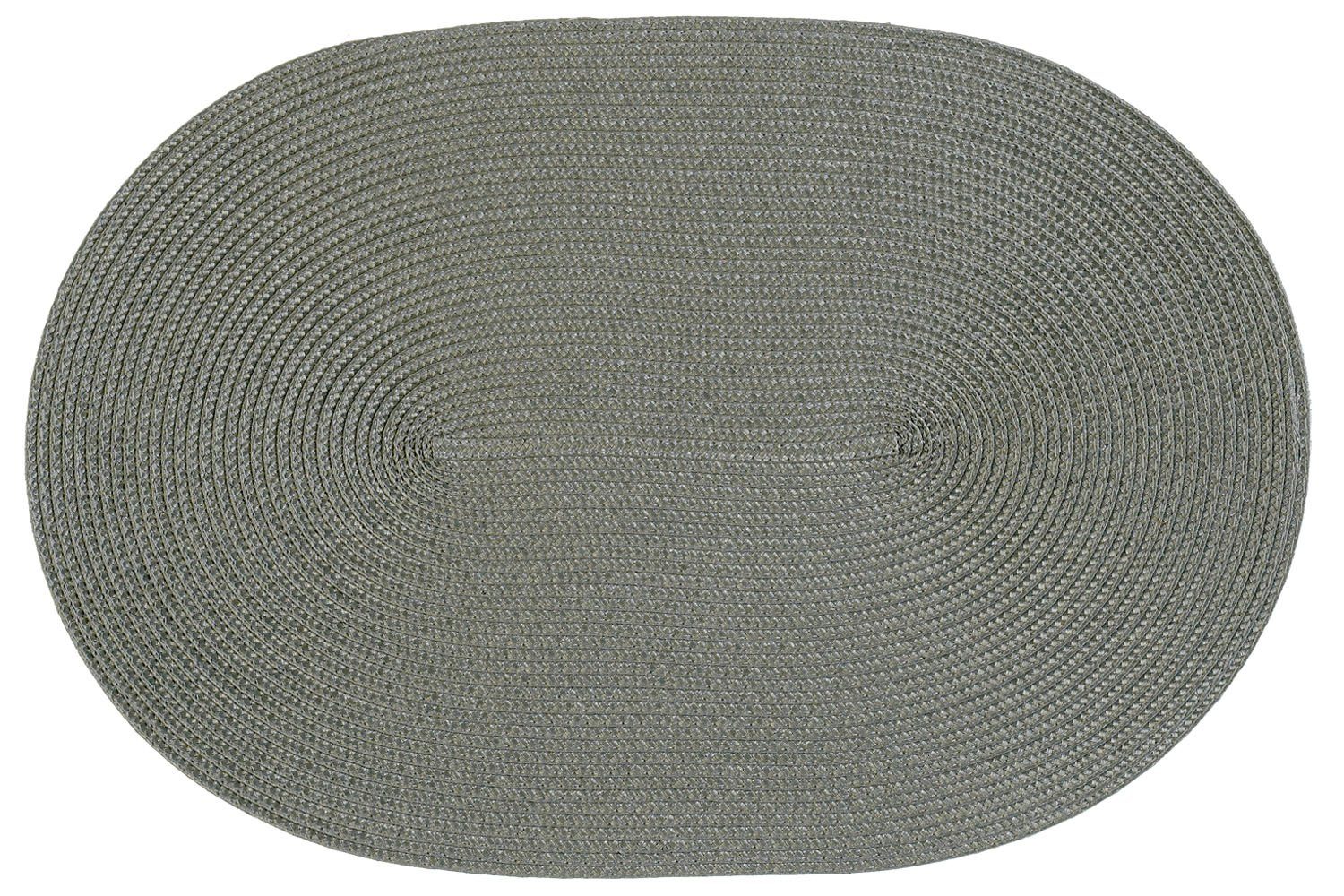 Platzset, Platzset oval ca. 45x30 cm Bast Optik Platzdeckchen Tischset geflochte, Haus und Deko, (1-St) Grau