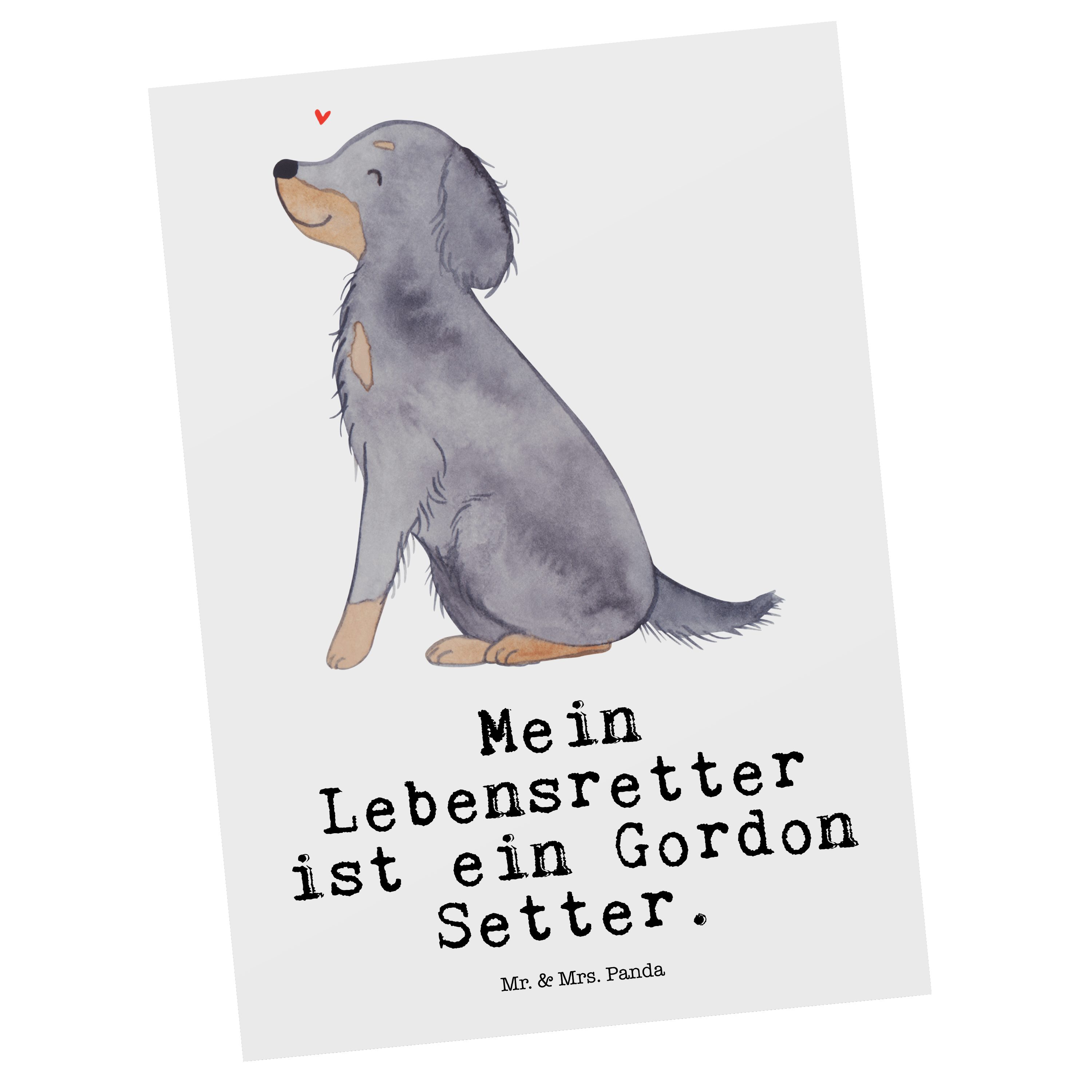 Mr. & Mrs. Panda Postkarte Gordon Setter Lebensretter - Weiß - Geschenk, Dankeskarte, Jagdhund