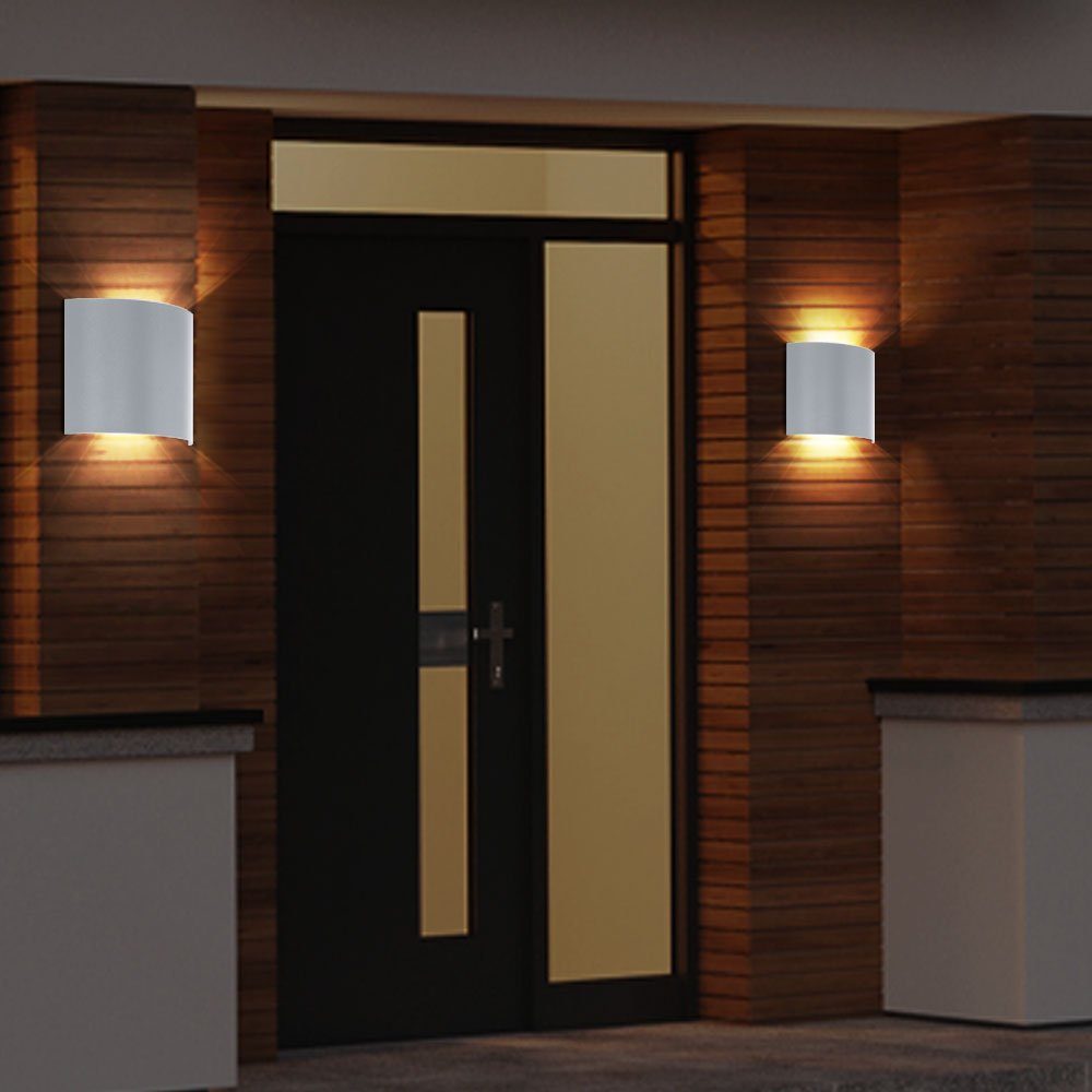 Außen-Wandleuchte, Down Leuchtmittel Wand Außen and LED Stahl Leuchte Robuste Lampe Up EGLO inklusive, Beleuchtung Warmweiß,