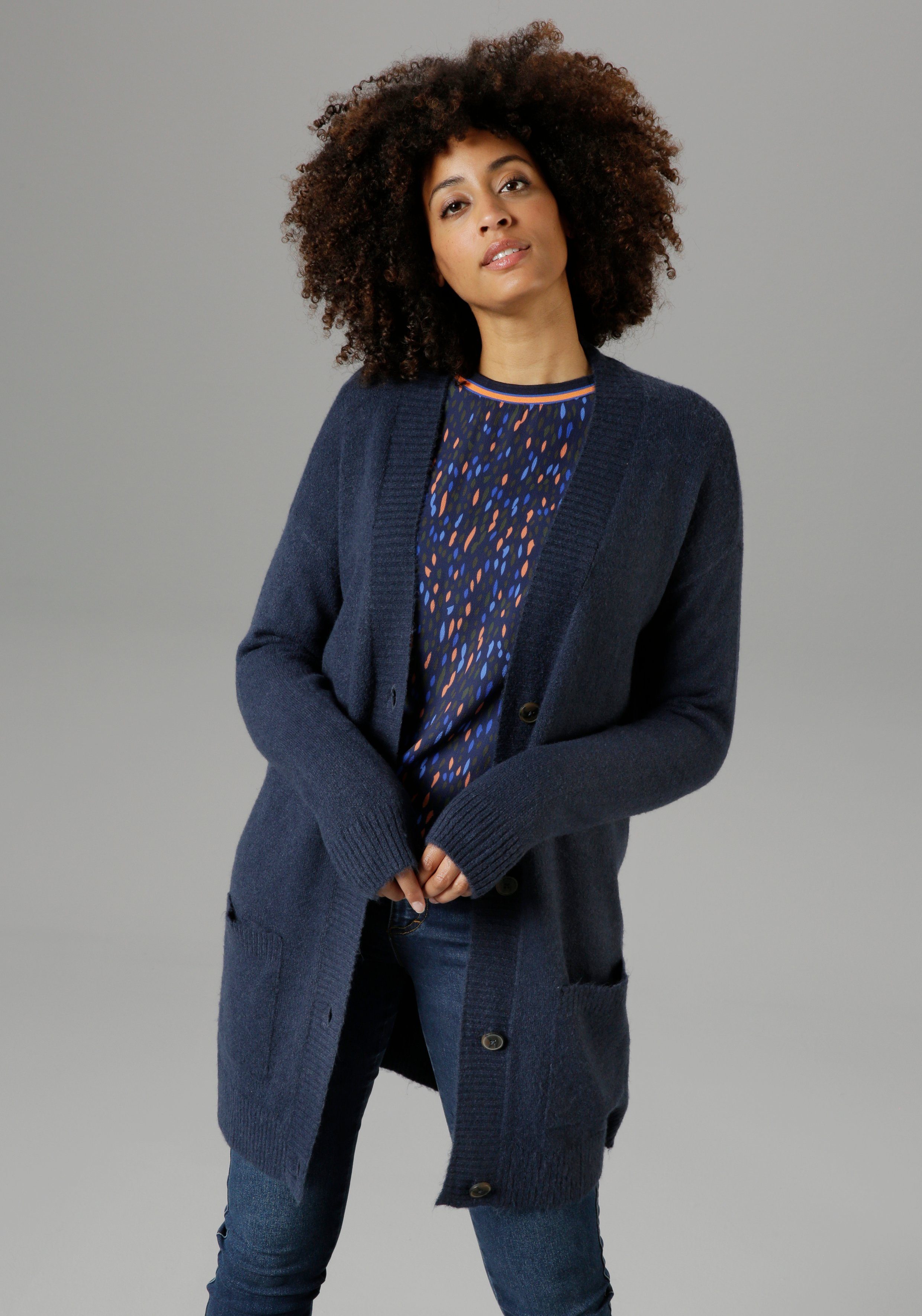Aniston SELECTED Longstrickjacke mit aufgesetzen Taschen günstig online kaufen