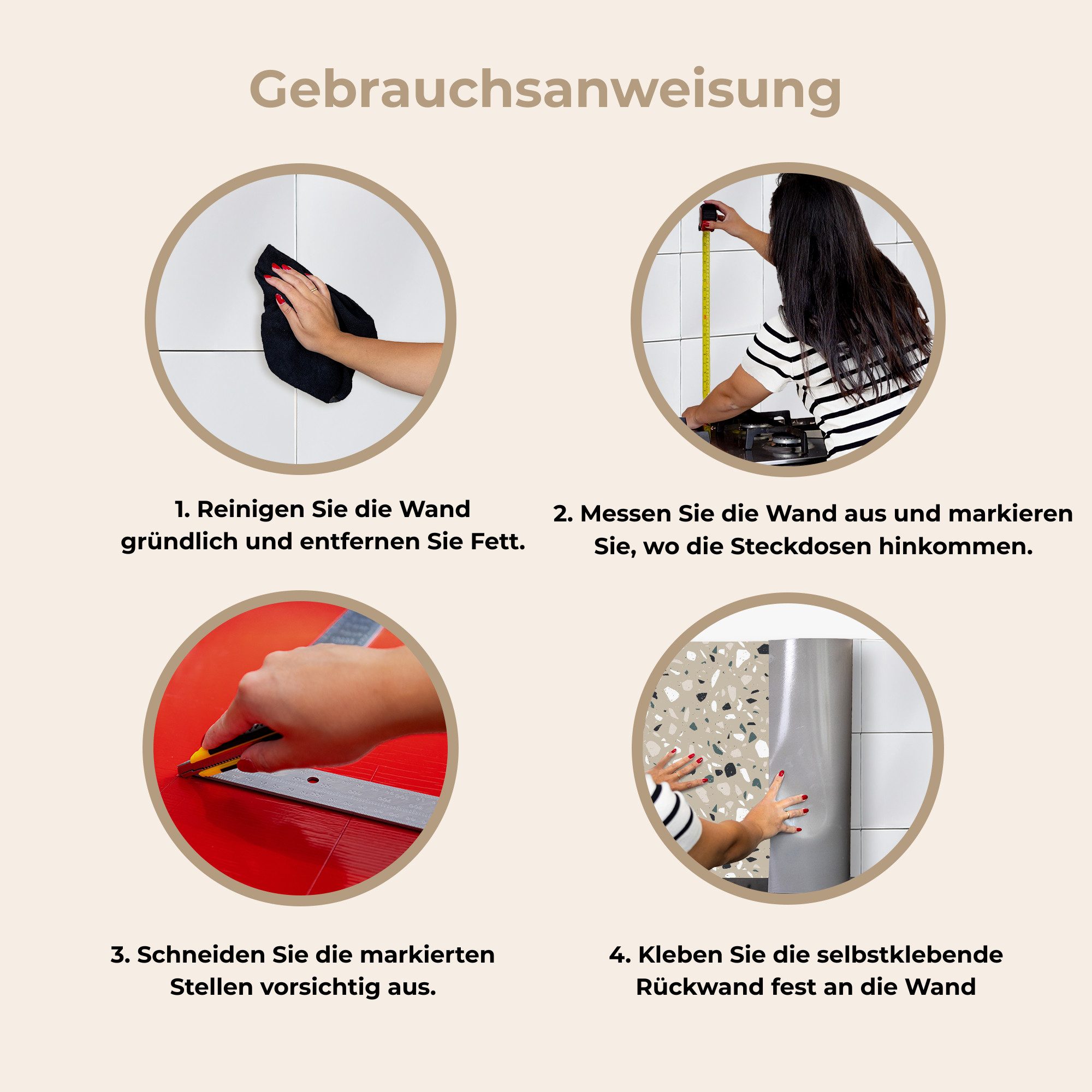 KitchenYeah Küchenrückwand selbstklebend Terrazzo - Muster - Grün, (1-tlg), Spritzschutz, Küche, Rückwand, Küchenwand, Küchenfront, 80x60 cm