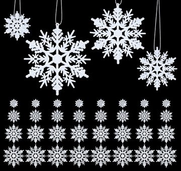 Homewit Christbaumschmuck 56 Stück weiße Schneeflocken-Ornamente, Ornamente für den Winter