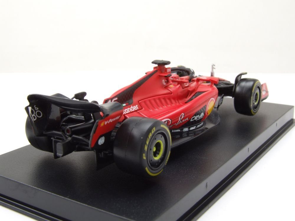 Bburago Modellauto Ferrari SF-23 #16 Formel 1 2023 rot Leclerc mit Helm, Maßstab 1:43