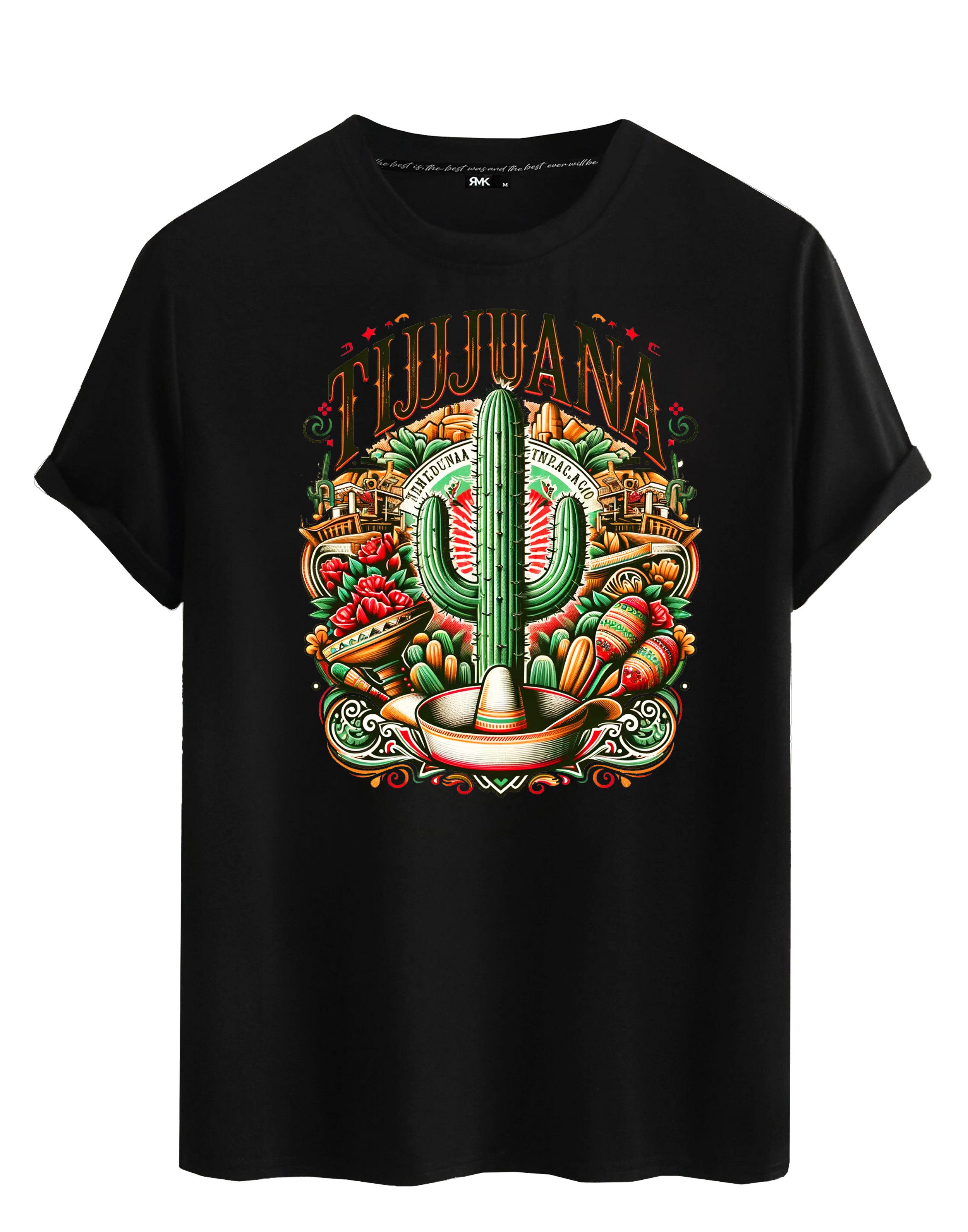RMK T-Shirt Herren Shirt Basic Rundhals mit Mexico Tijuana Print günstig online kaufen