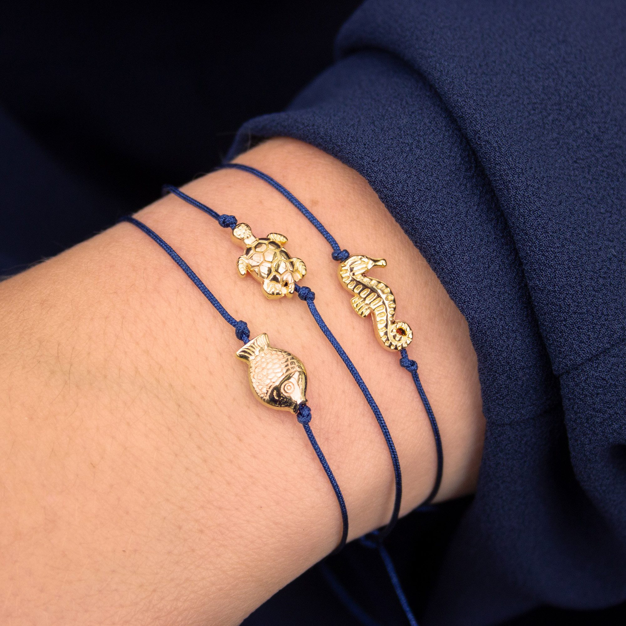 Bow & Hummingbird Armband Set Armband auf Karte - Seepferdchen - Untertauchen, 24 Karat vergoldeter Anhänger – Bild 2 von 4