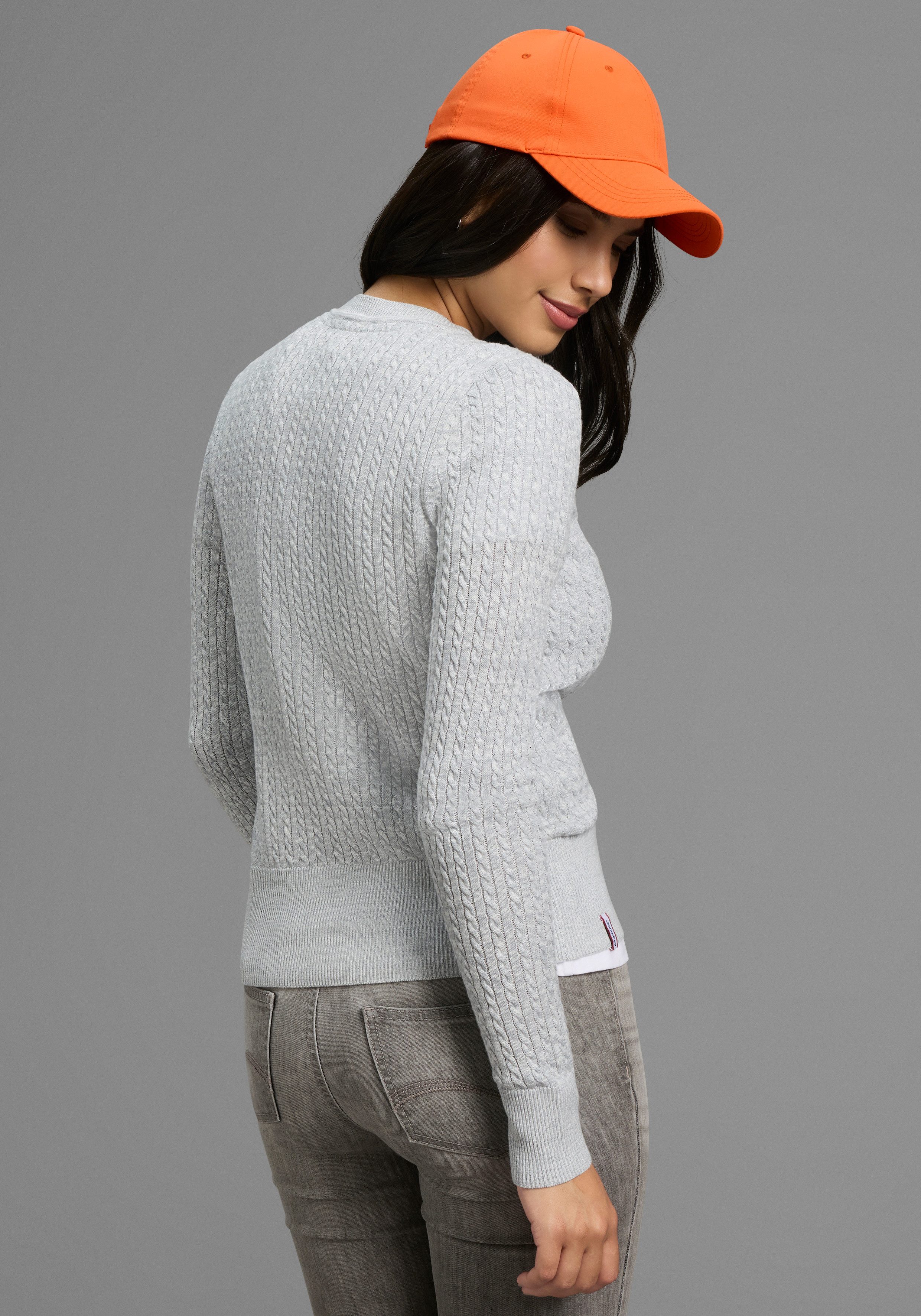 KangaROOS Strickjacke Strickjacke mit Zopfmuster in mélange Optik - NEUE-KO günstig online kaufen