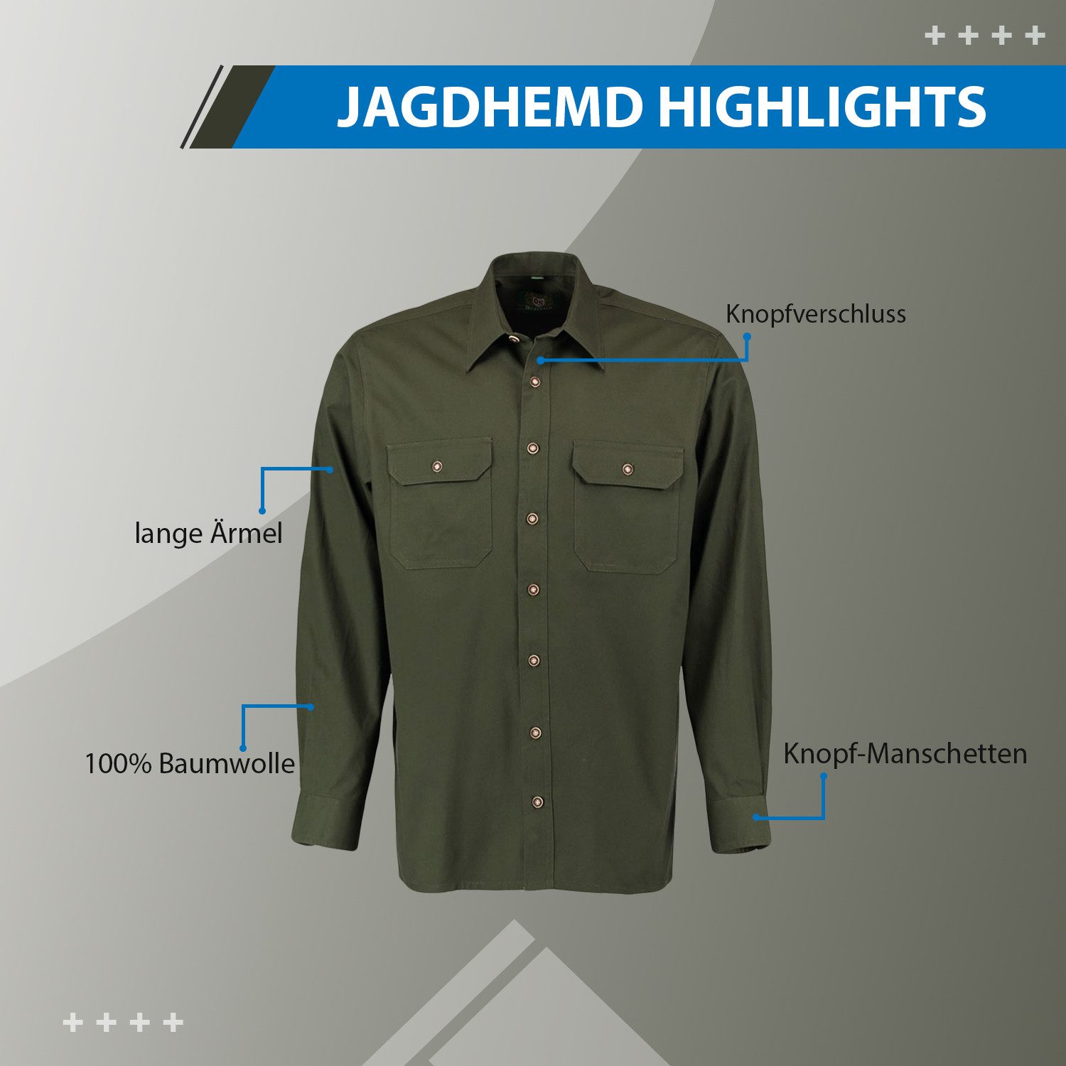 German Wear Trachtenhemd OJ10 - 2P Jagdhemd hemd jäger Hemd Langarm Hemd – Bild 3 von 5