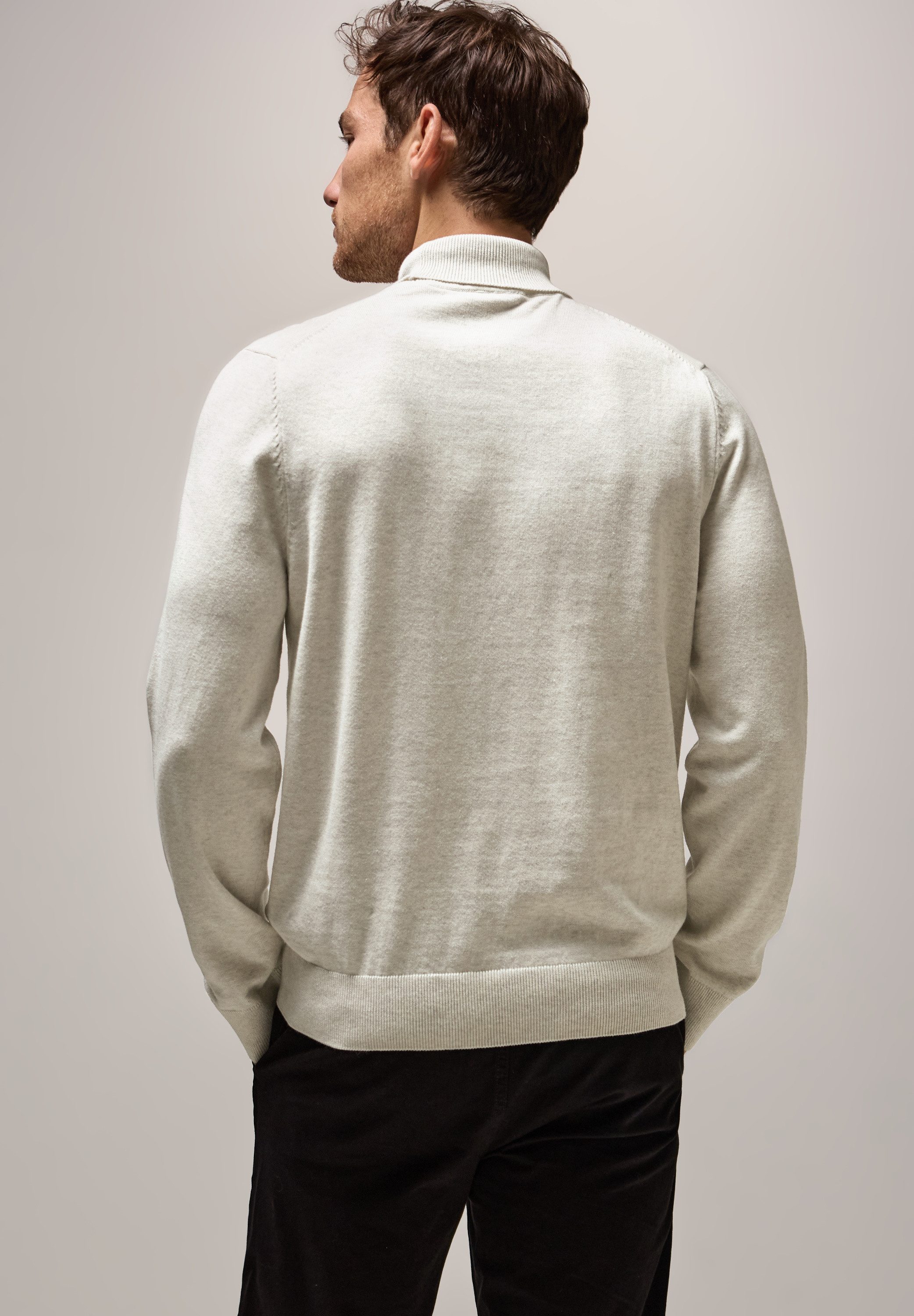 STREET ONE MEN Rollkragenpullover aus reiner Baumwolle günstig online kaufen