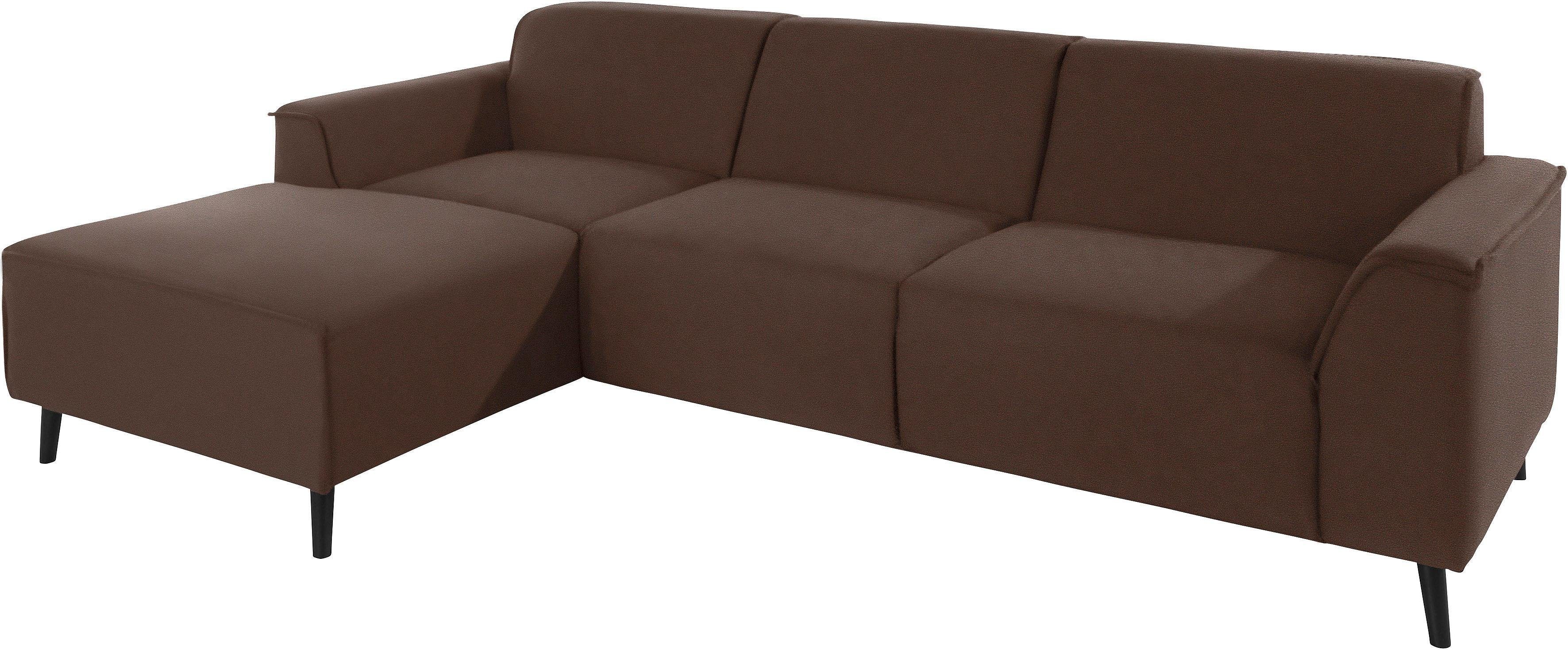 DOMO collection Ecksofa Amora, inkl. Federkern, hoher Sitzkomfort, Breite 268 L-Form, mit Recamiere, zeitlos und elegant, Komfortsitzhöhe 47cm