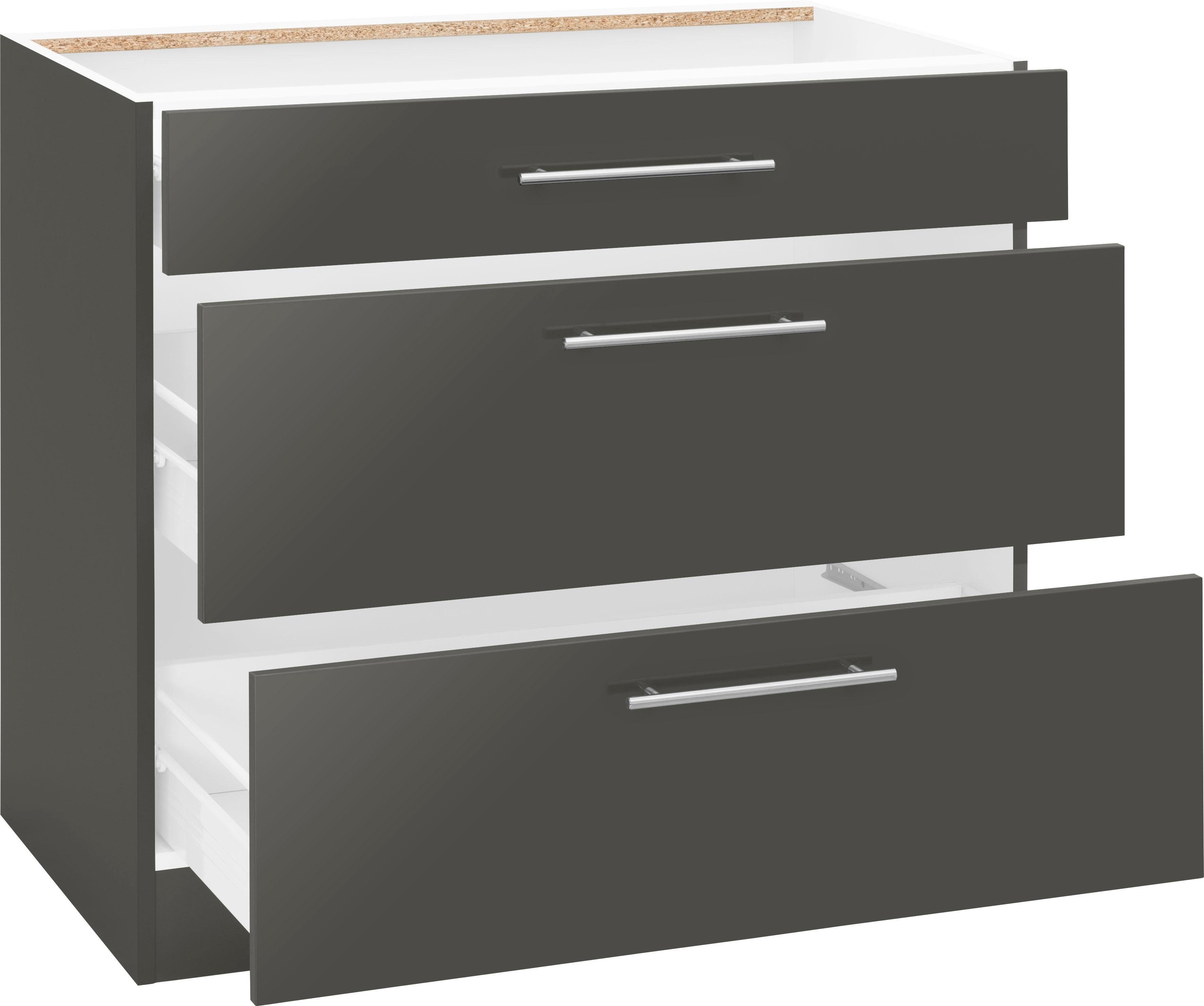 wiho Küchen Unterschrank Cali 90 cm breit, mit 2 großen Auszügen ohne Arbeitsplatte