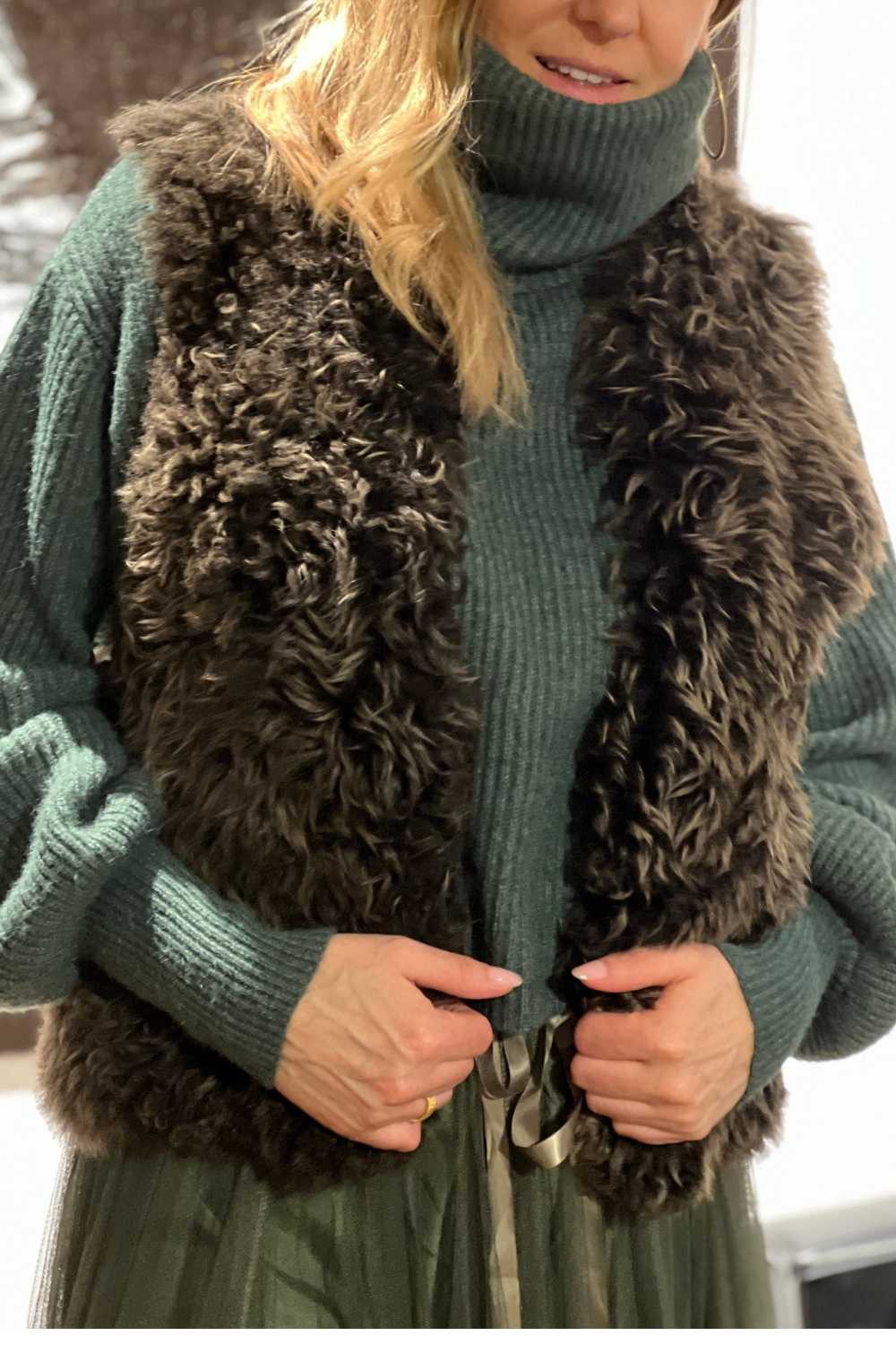 von hohenstein Fellweste Fellweste Winni currly dunkelbraun 40