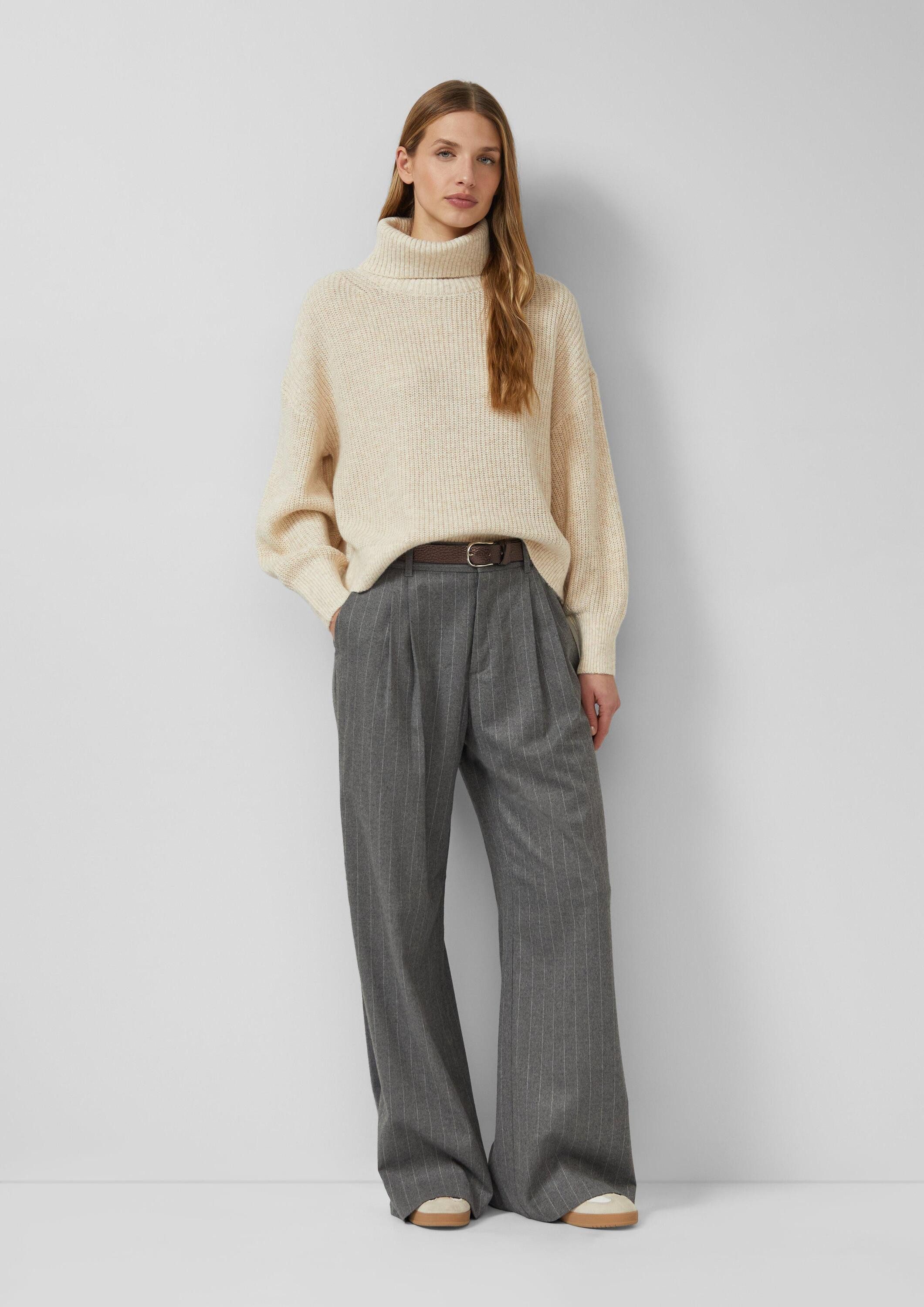 s.Oliver Longpullover Strickpullover Oversize-Strickpullover mit weiten Ärmeln und Rollkragen