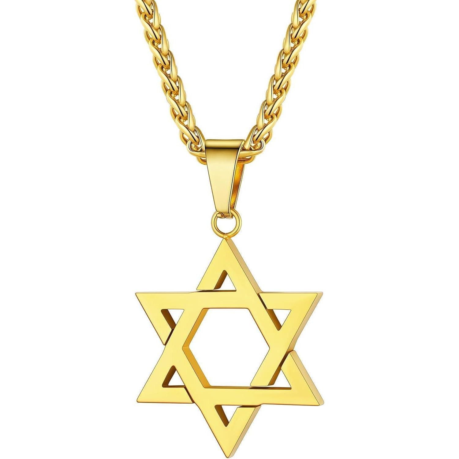 LuxusKollektion Sternanhänger Halskette Herren Hexagramm Davidstern 01-Gold Nicht Personalisiert