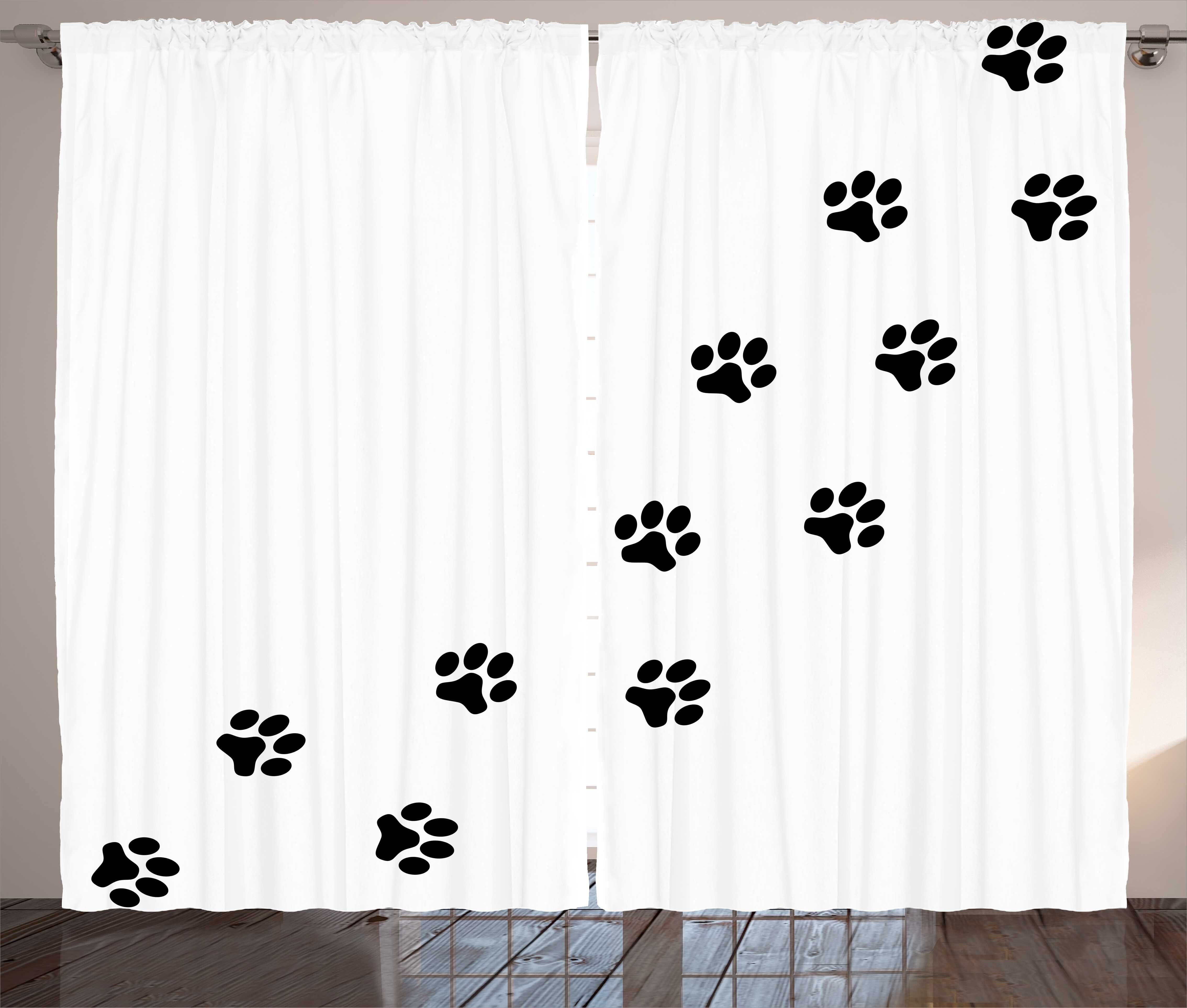 Gardine Schlafzimmer Kräuselband Vorhang mit Schlaufen und Haken, Abakuhaus, Hundepfoten Tier-Abdruck Spur