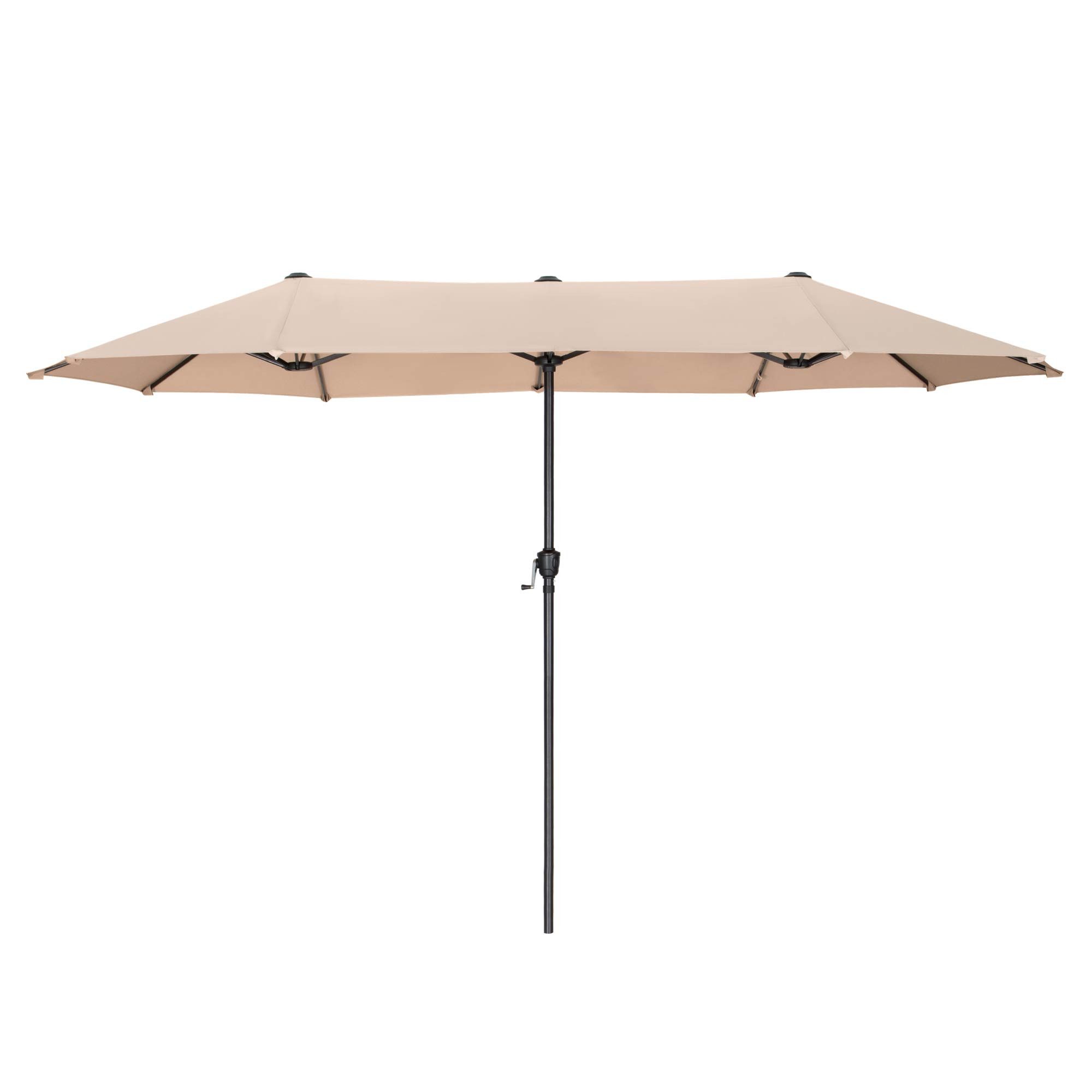 PHI VILLA Sonnenschirm, Balkon Rechteckig Groß Balkonschirm Garten Gartenschirm mit Kurbel UV Schutz Parasol Windfest, Mit der rostfreien Stahlstange und 12 Stahlrippen