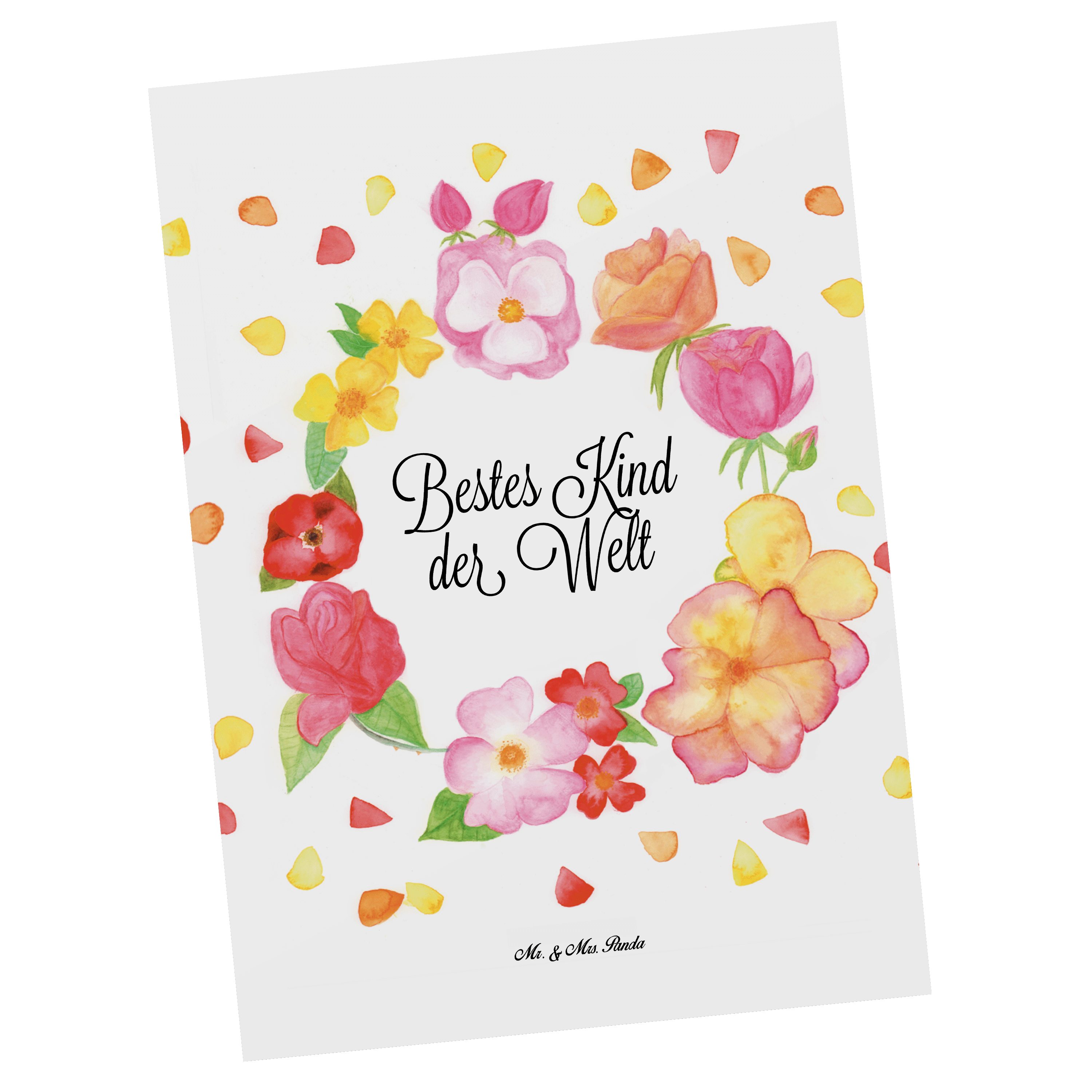 Mr. & Mrs. Kinder, Liebe Postkarte Panda Geschenk, Blumen - - Flower, G Kind Weiß Ansichtskarte