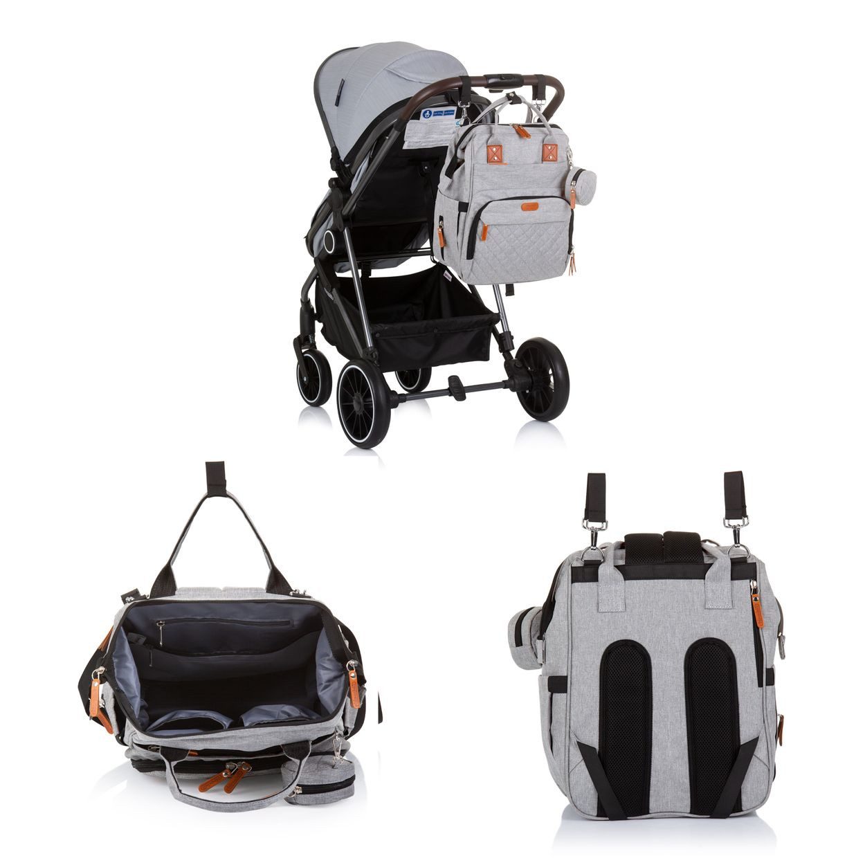 Chipolino Wickeltasche Wickeltasche, Kinderwagen (1-tlg), Rucksack Reißverschluss Schnullertasche