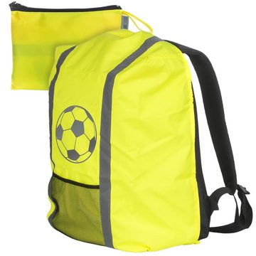 EAZY CASE Rucksack-Regenschutz Reflektor-Überzug Schutzhülle Fußball, Regenschutzhülle Tasche Reflektorstreifen Regenhülle Fußball Gelb
