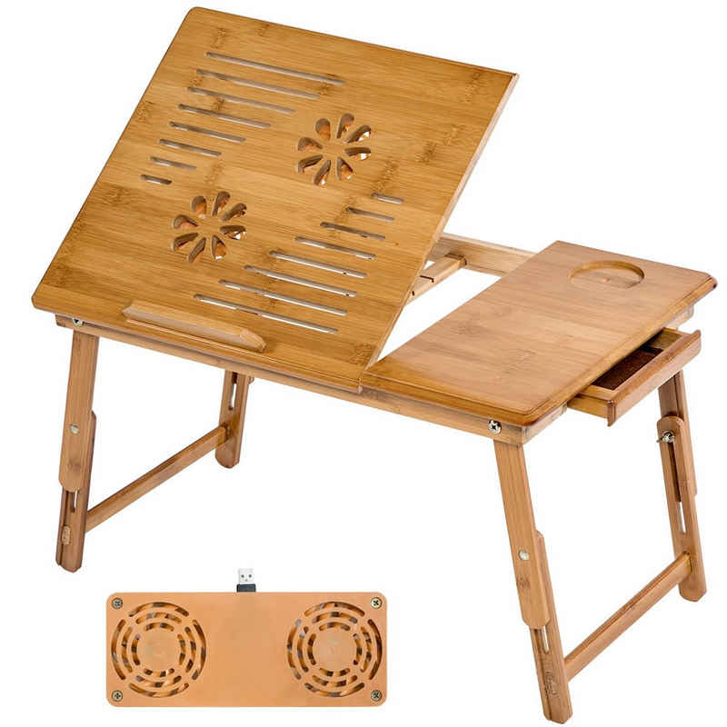 tectake Schreibtisch »Laptoptisch aus Holz, höhenverstellbar, mit« (1-St), zusammenklappbar