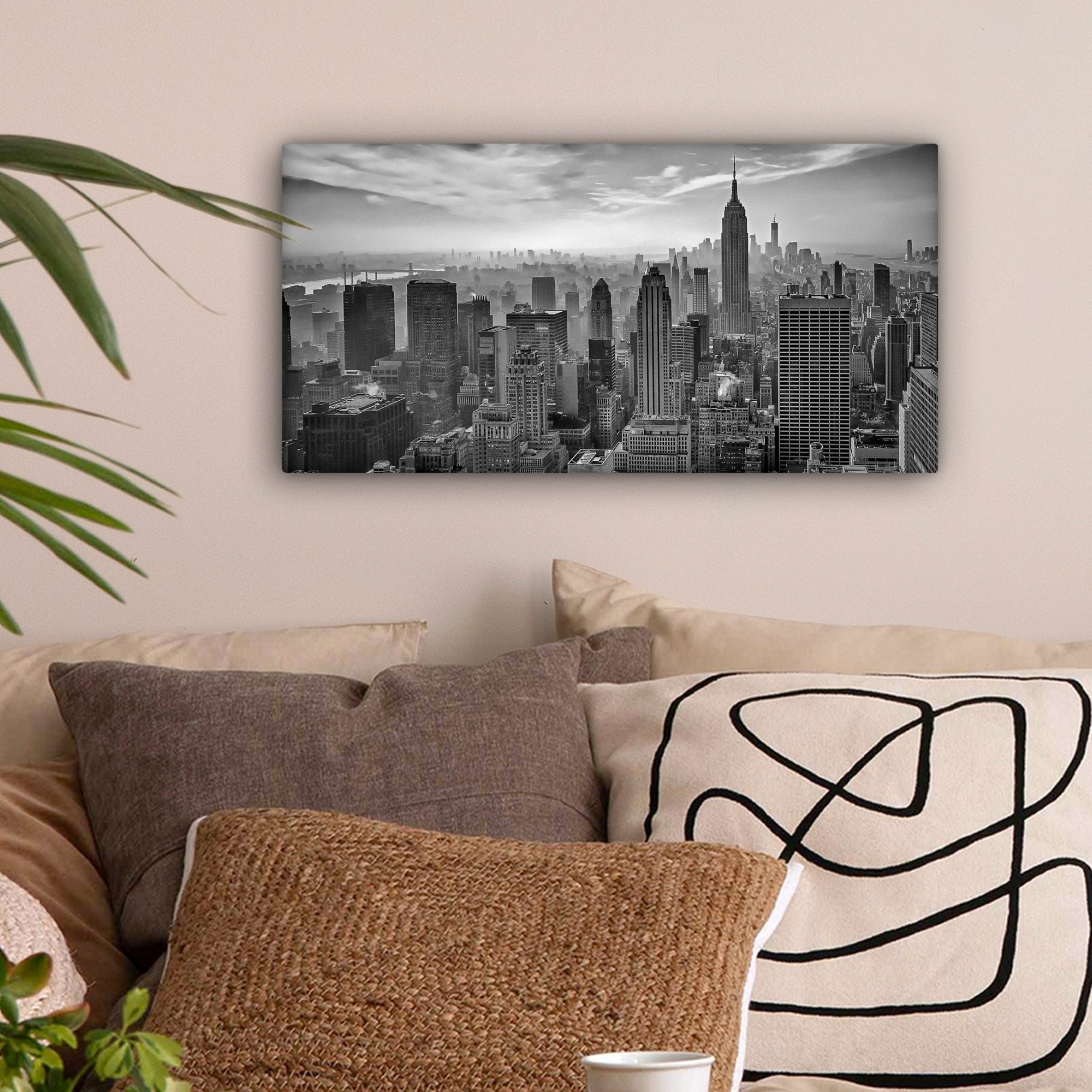 OneMillionCanvasses® Leinwandbild Panorama Architektur - Schwarz und weiß - günstig online kaufen