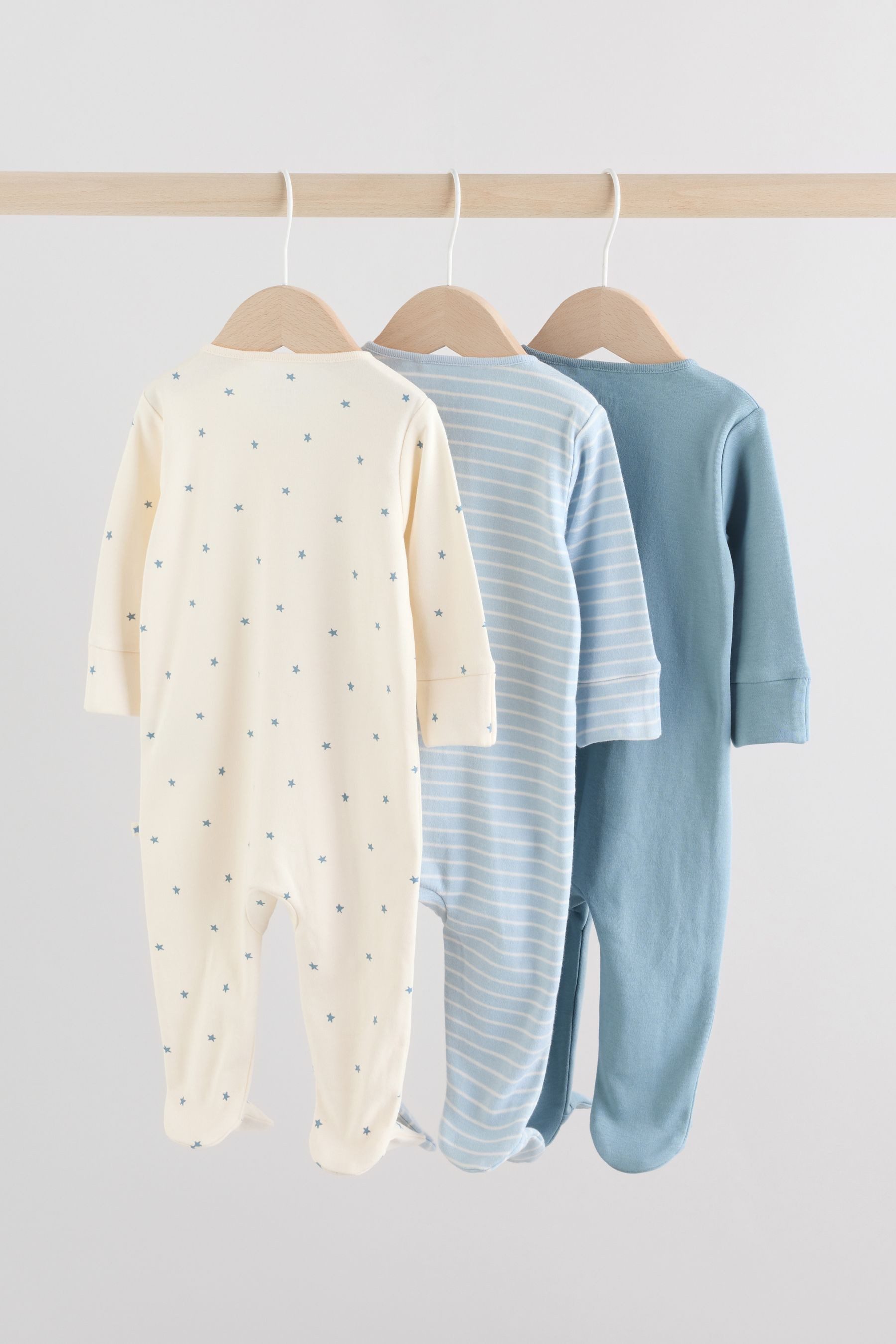 Next Schlafoverall Baby 100 % Baumwollschlafanzüge im 3er-Pack (3-tlg)