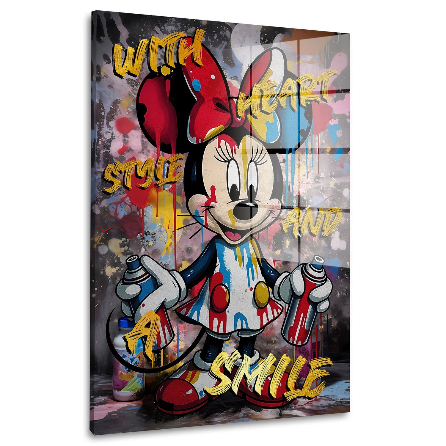 Artedinoi Acrylglasbild Pop Art Minnie Style Acrylglas Wandbild Bild Wanddeko Wohnzimmer XL