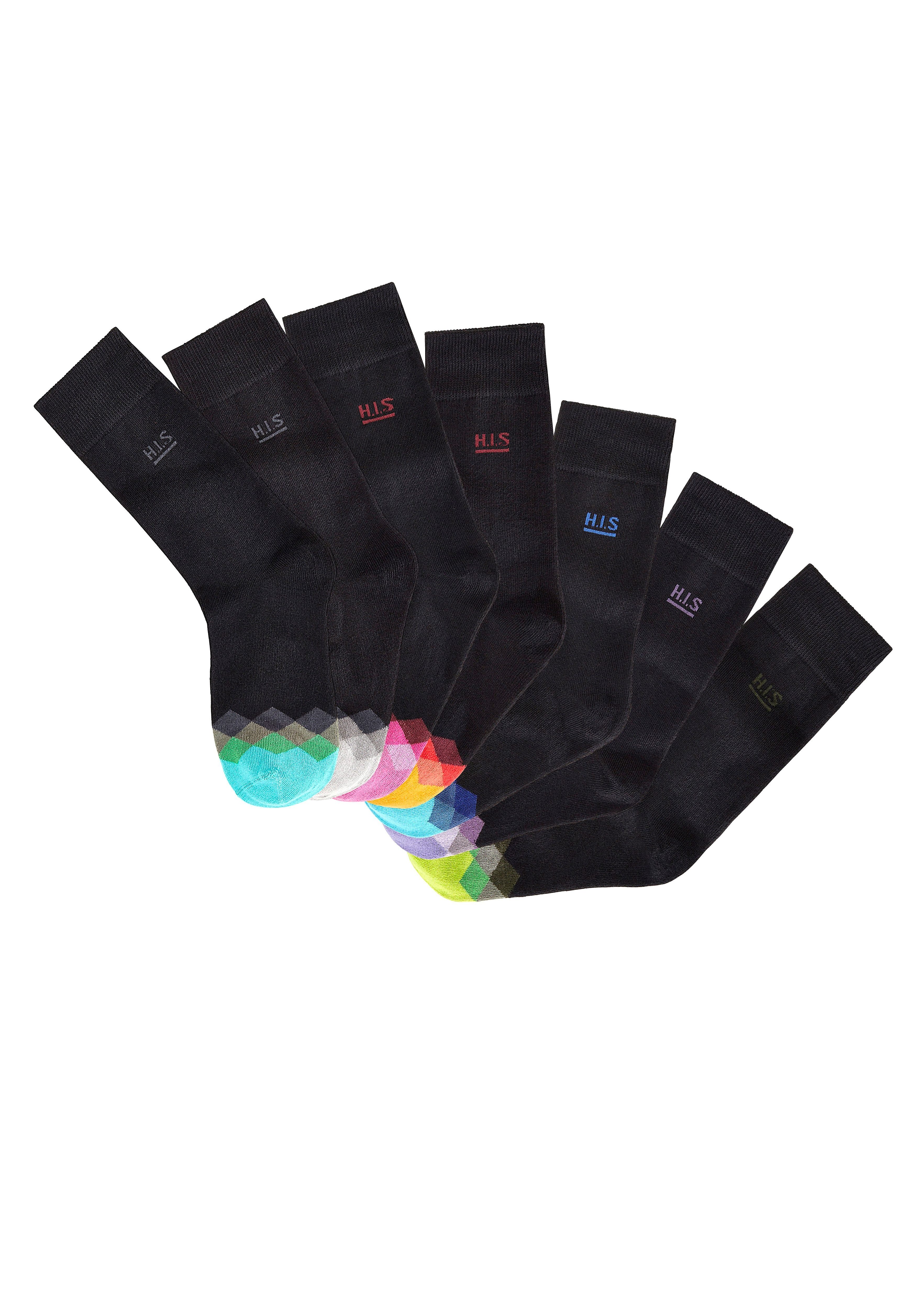 H.I.S Socken Lustige Kinder Damen Socken Atmungsaktive Baumwolle (Packung, 7-Paar, Gr. 31-34 bis 39-42) mit bunt gemusterter Spitze