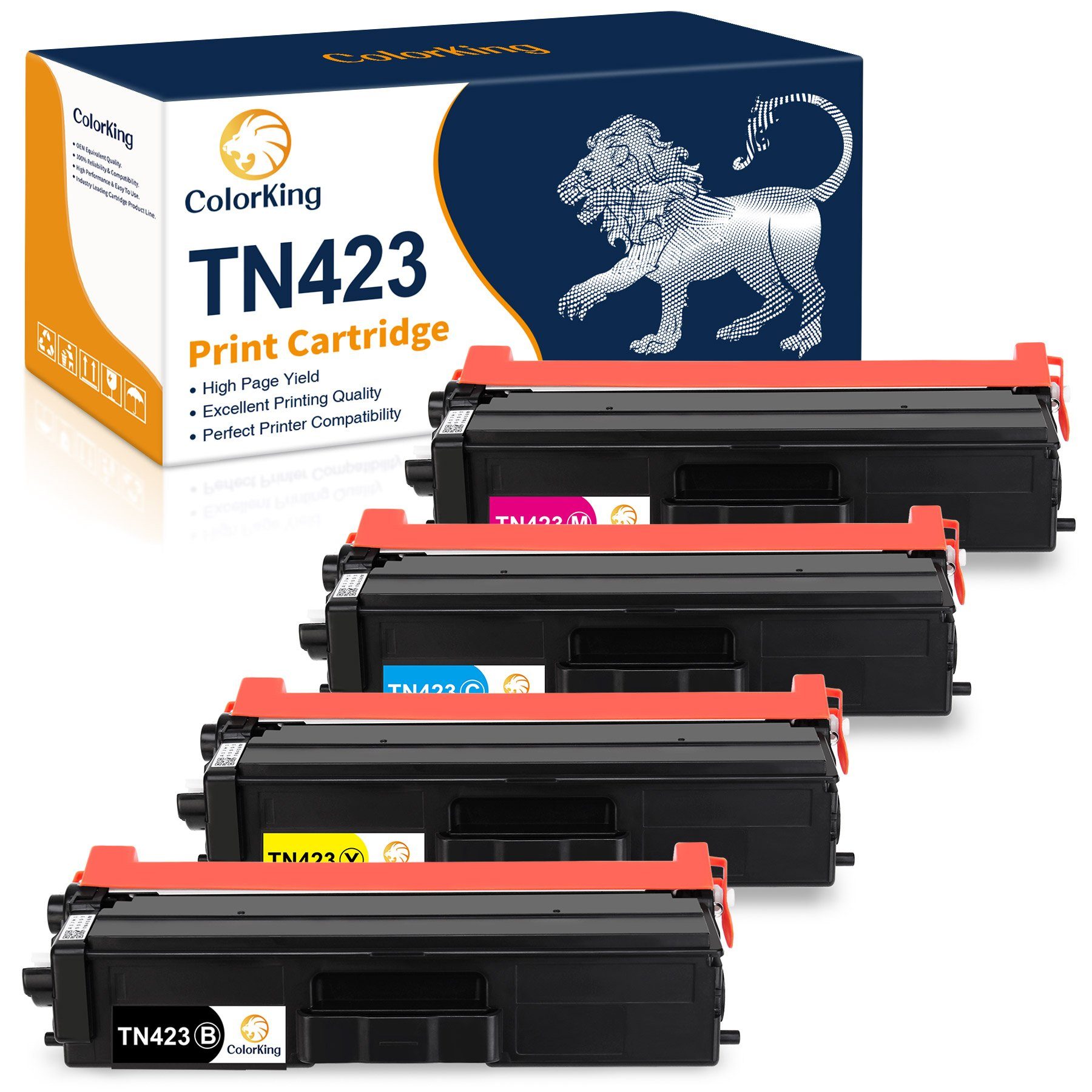 ColorKing Tonerpatrone 4PK TN 423 TN-421 für Brother TN423, (DCP-L8410CDN DCP-L8410CDW), HL-L8260CDW HL-L8360CDW MFC-L8690CDW MFC-L8900CDW