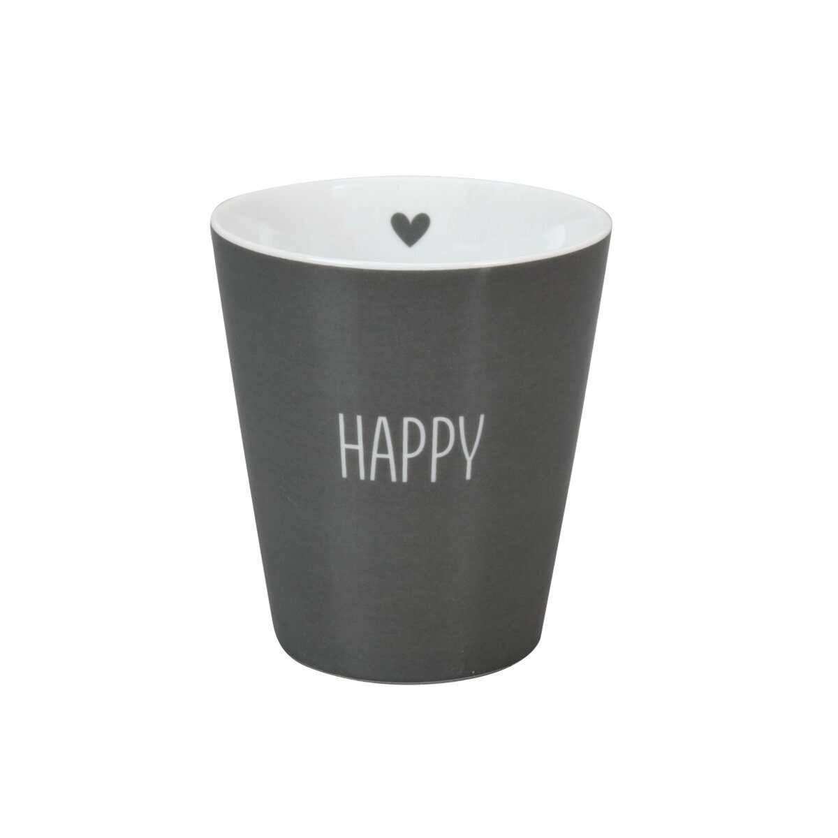 Krasilnikoff Becher Happy Mug Happy, Porzellan dunkelgrau