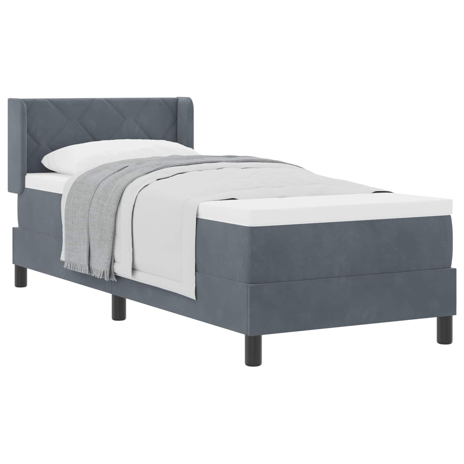 Bett Boxspringbett mit Kopfteil Dunkelgrau 200 x 80 cm Samt