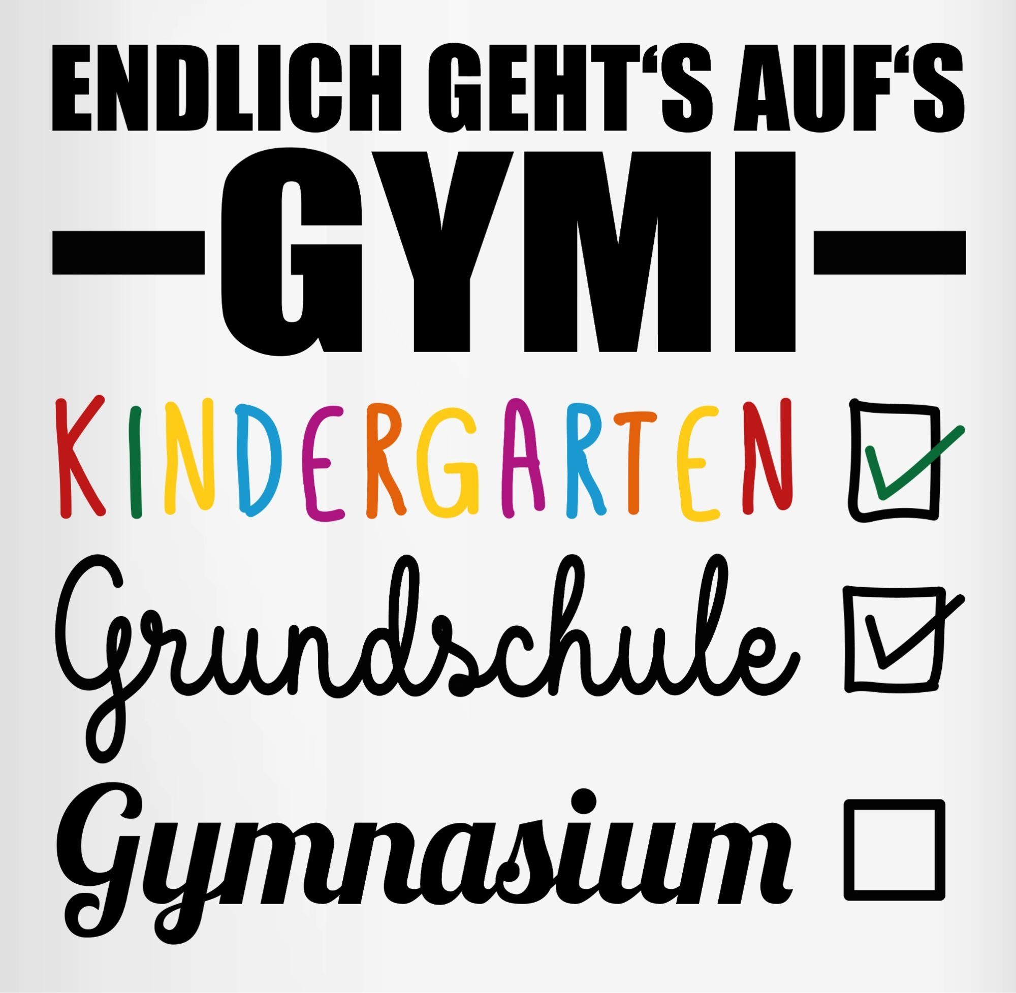 Shirtracer Tasse Endlich geht's auf's Gymi - schwarz/bunt, Keramik, Einschulung Geschenk Tasse
