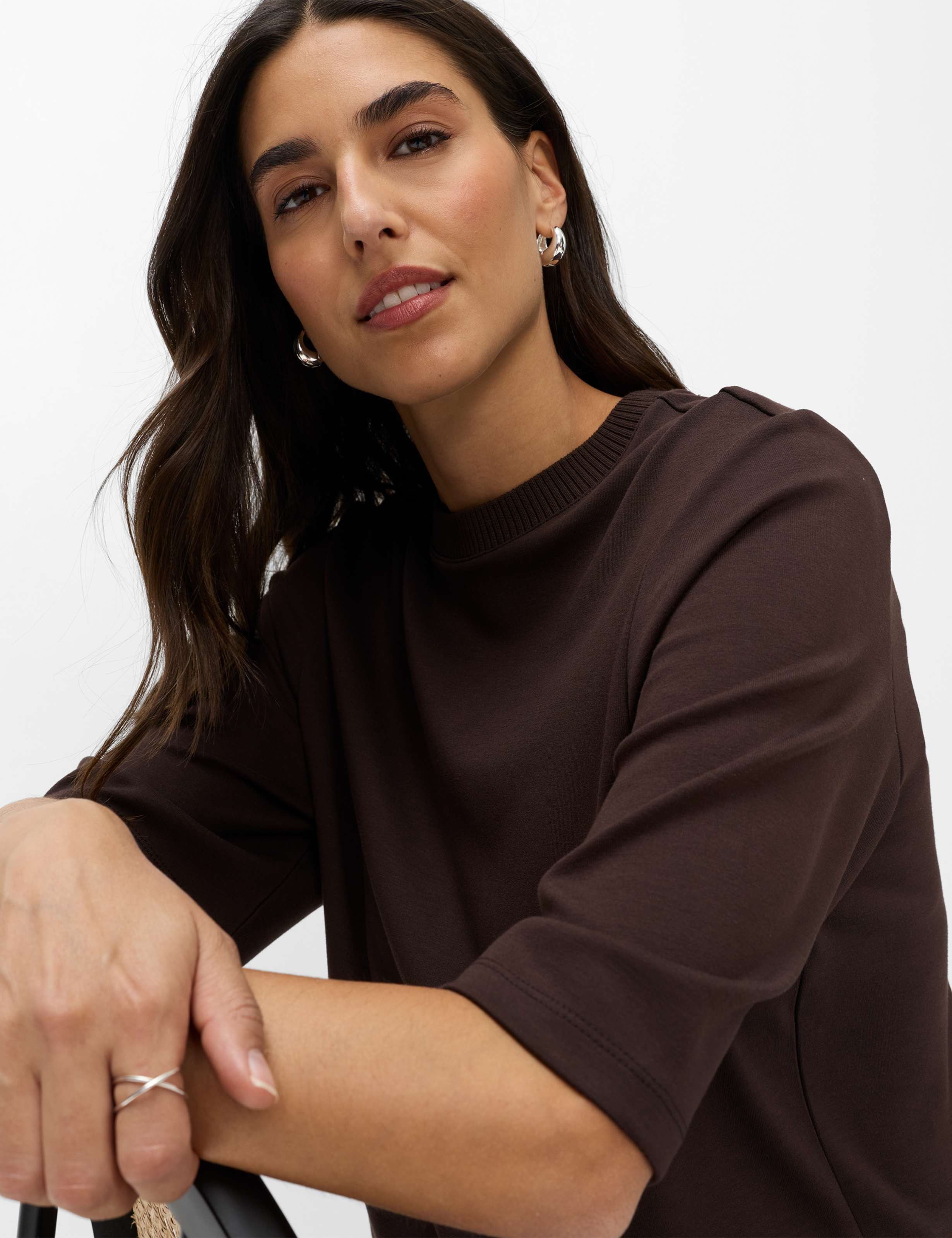 Brax Kurzarmshirt Style BERTA M Interlock: Sweatshirt im Viskosemix – Bild 3 von 5