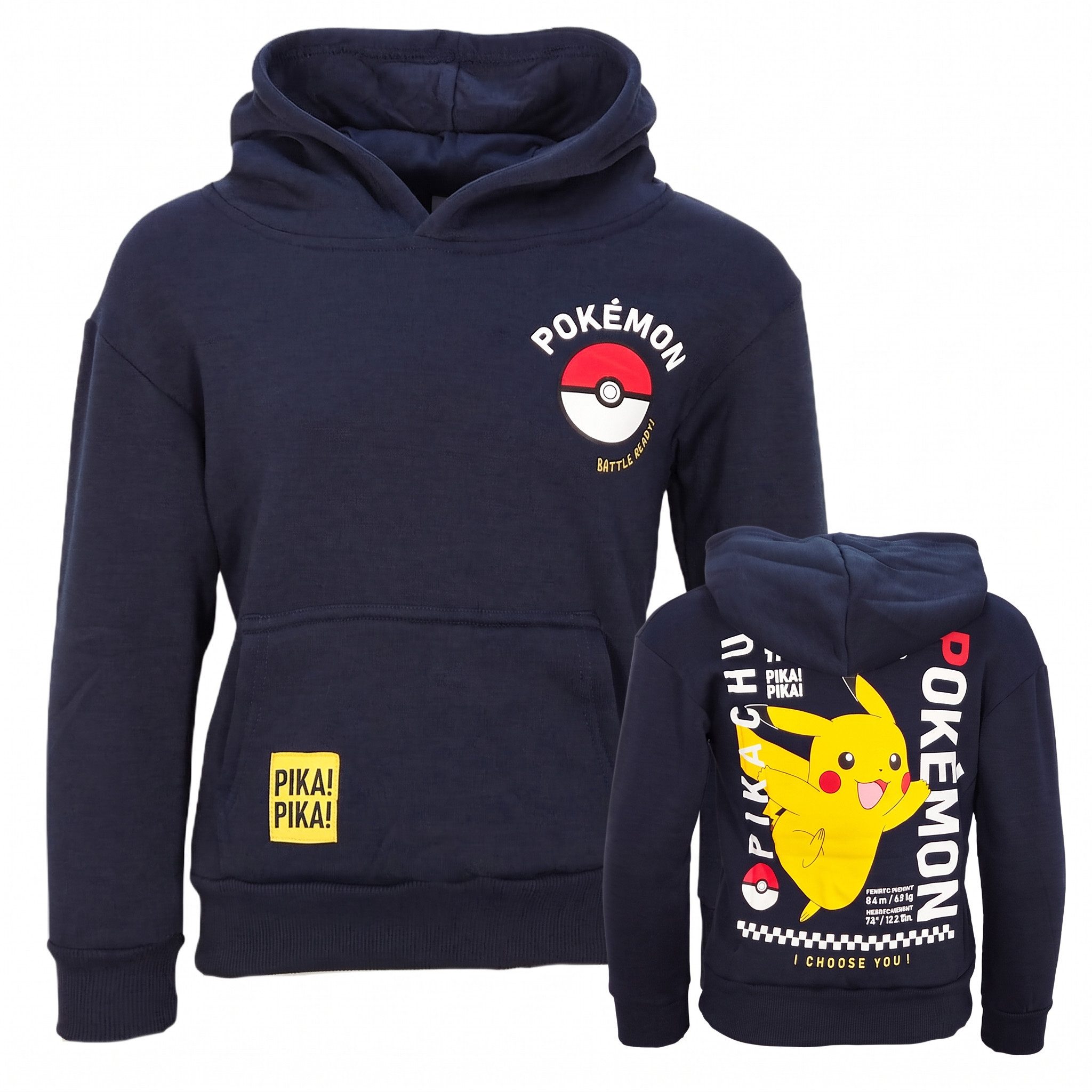 POKÉMON Kapuzenpullover Pokemon Pikachu Kinder Jungen Hoodie Pulli Gr. 98 bis 128