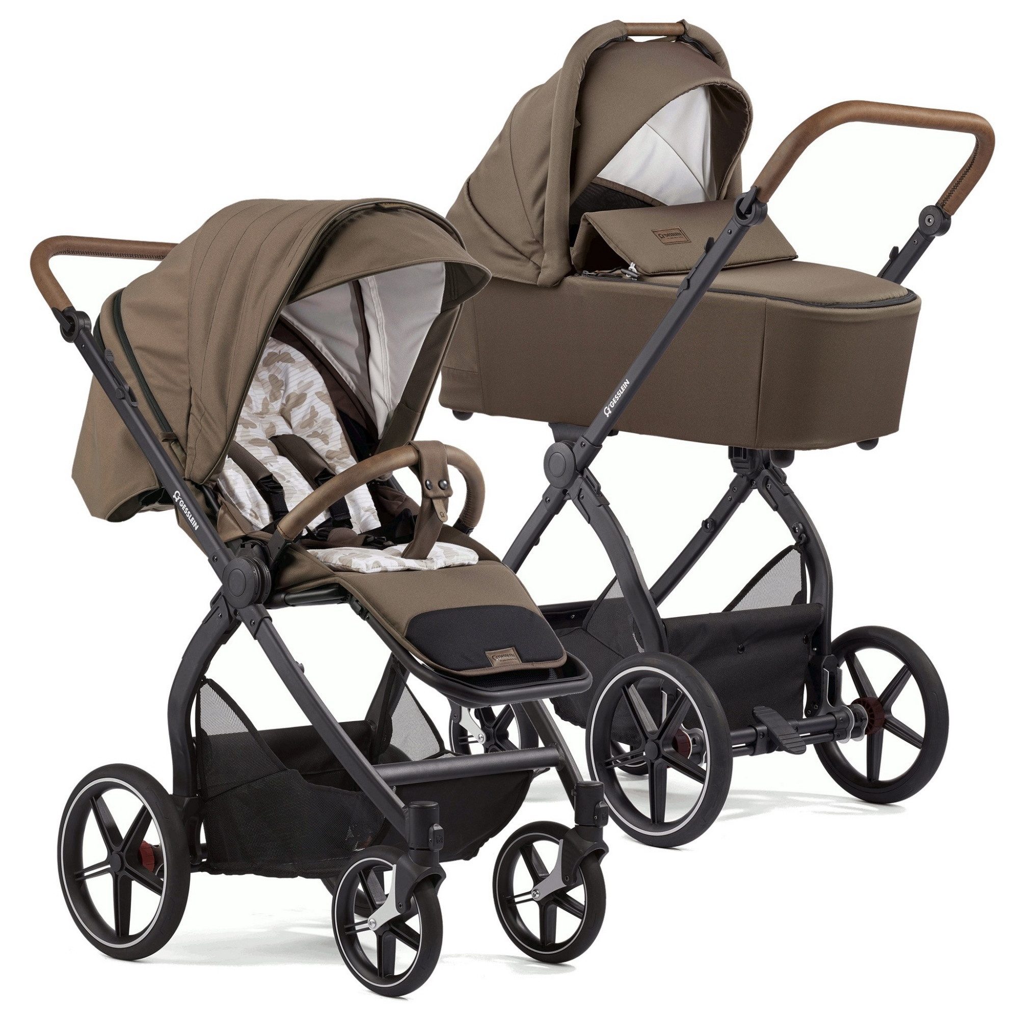 Gesslein Kombi-Kinderwagen Gesslein FX4 Swing 2in1 Kinderwagen-Set inkl. Babywanne Panorama Lyx
