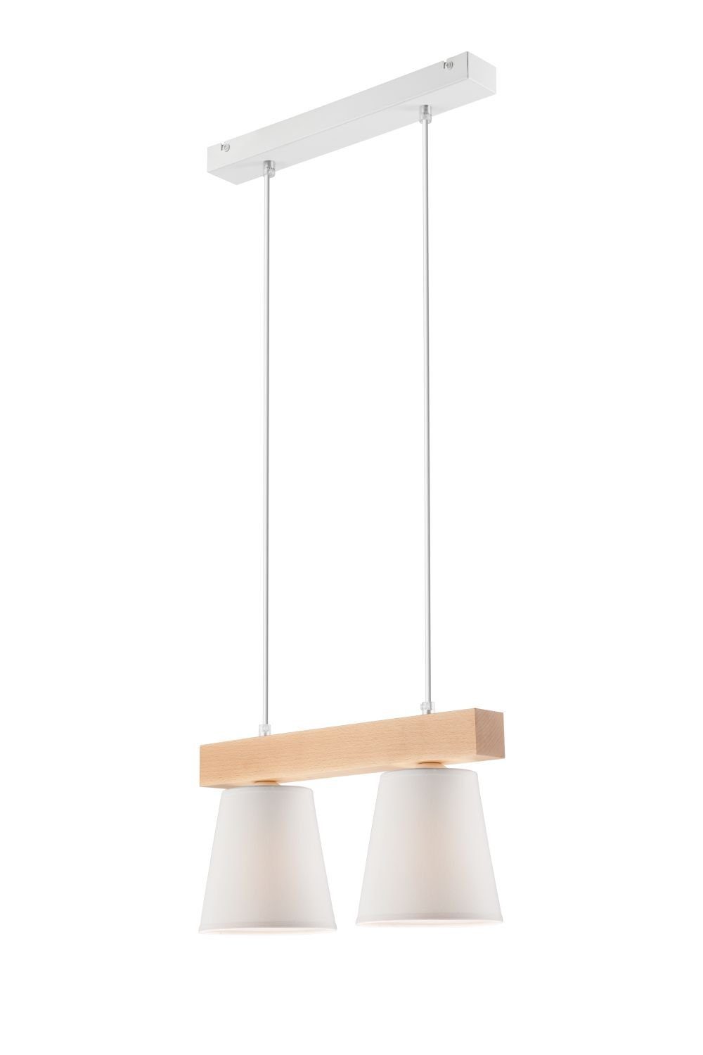 Lampe Esstisch ohne Leuchtmittel, skandinavisch Pendelleuchte REILLY, Stoff Licht-Erlebnisse Holz Weiße Pendelleuchte