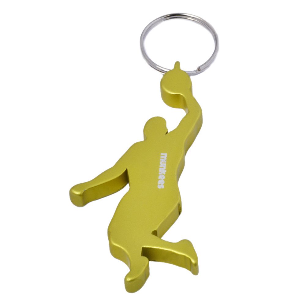 Munkees Flaschenöffner Flaschenöffner Basketball Motiv, Gelb, praktischer Fanartikel (Packung, 1-tlg), Eloxiertes Aluminium, Schlüsselanhänger, Basketballmotiv