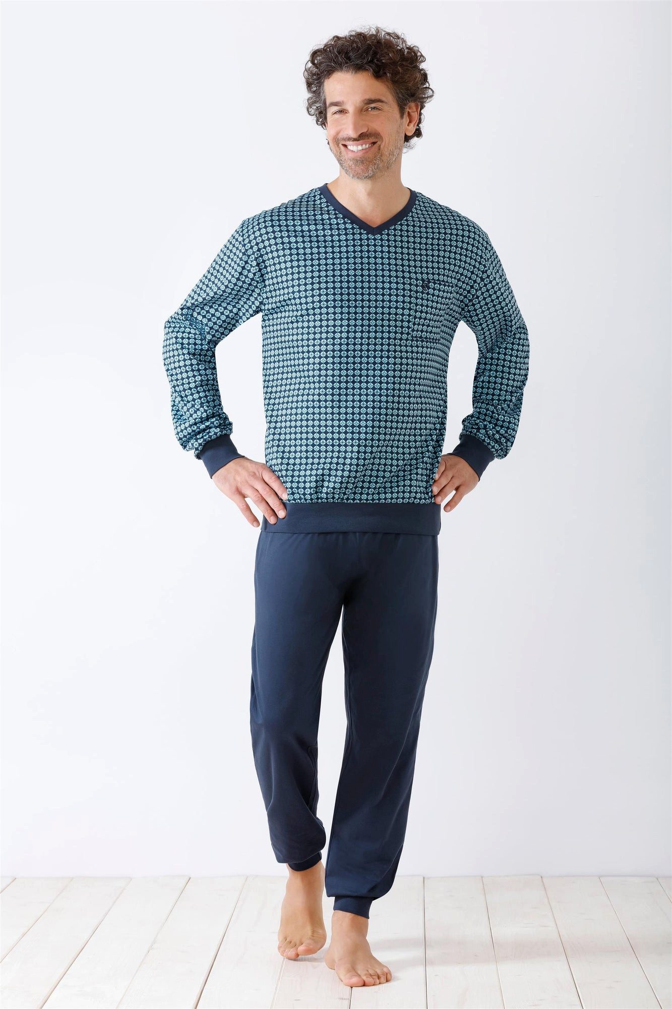 Hajo Schlafanzug Herren Schlafanzug mit Bündchen günstig online kaufen