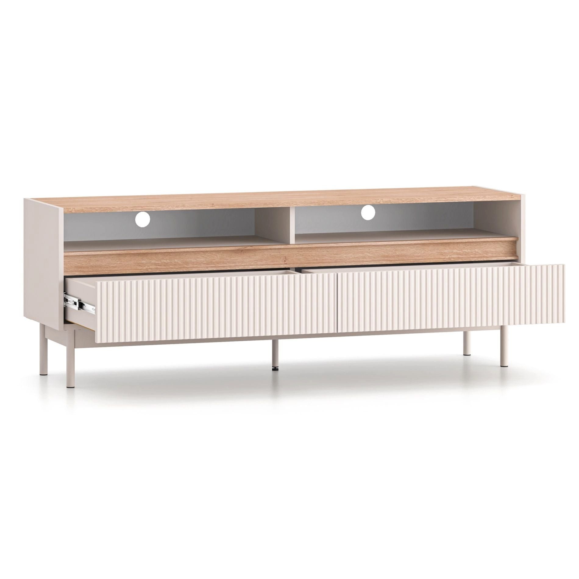 Selsey TV-Schrank DUNEA TV-Lowboard mit 2 Schubladen, 2 offenen Fächern, Kabelöffnung, 154 cm