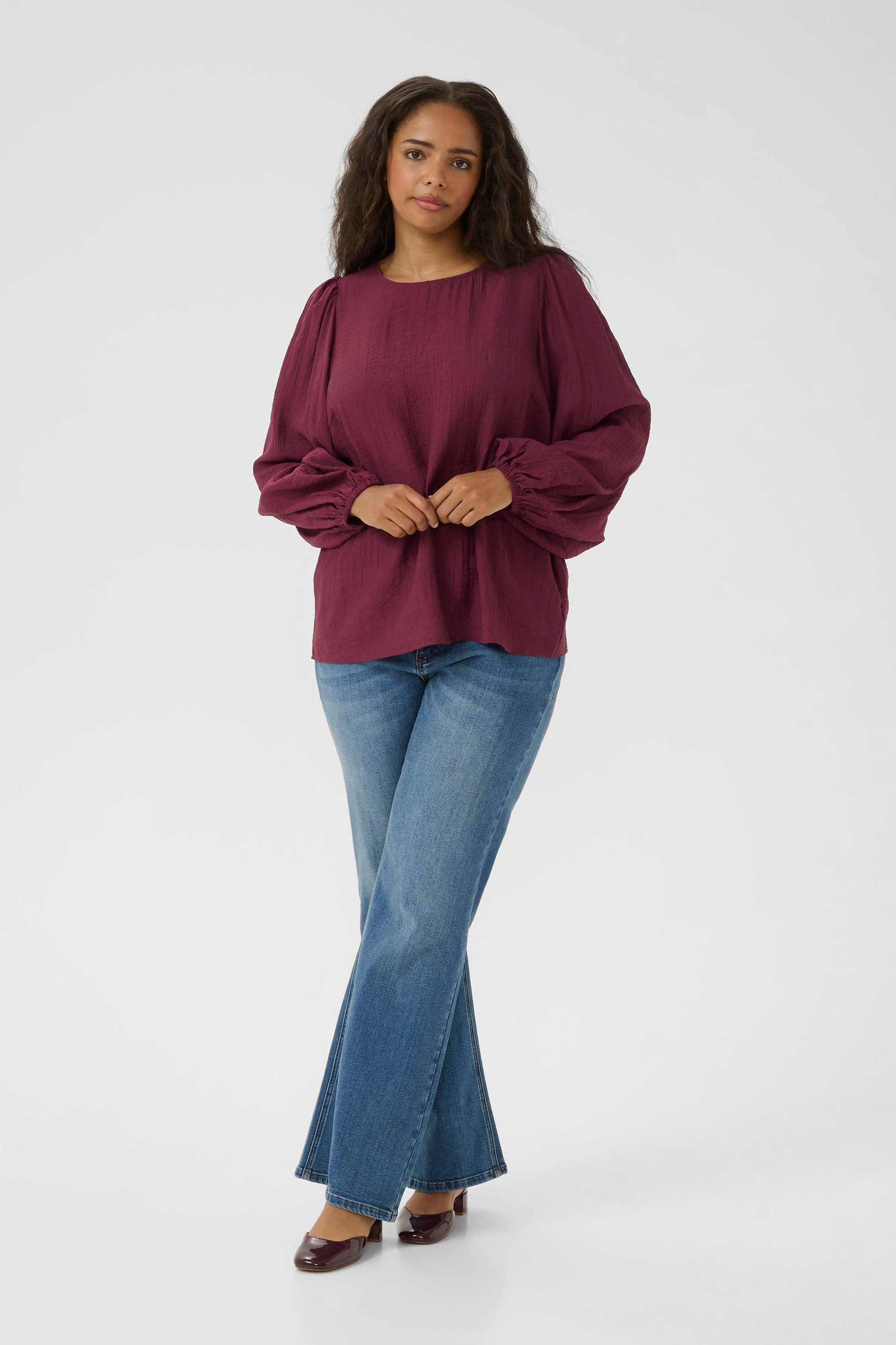KAFFE Curve Langarmbluse Langarm-Bluse KCviva Große günstig online kaufen