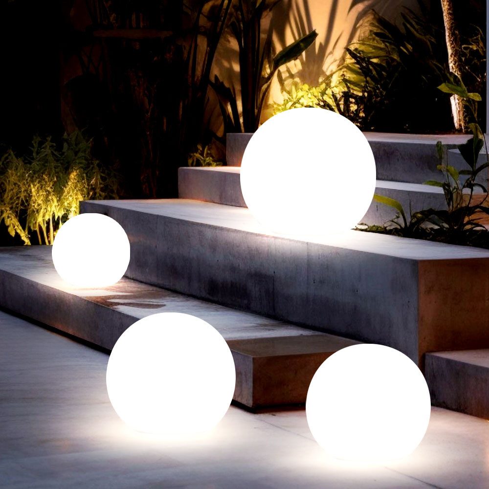 etc-shop LED Gartenleuchte, LED-Leuchtmittel fest verbaut, Steckleuchte Solar Außen Solarkugeln Set Garten