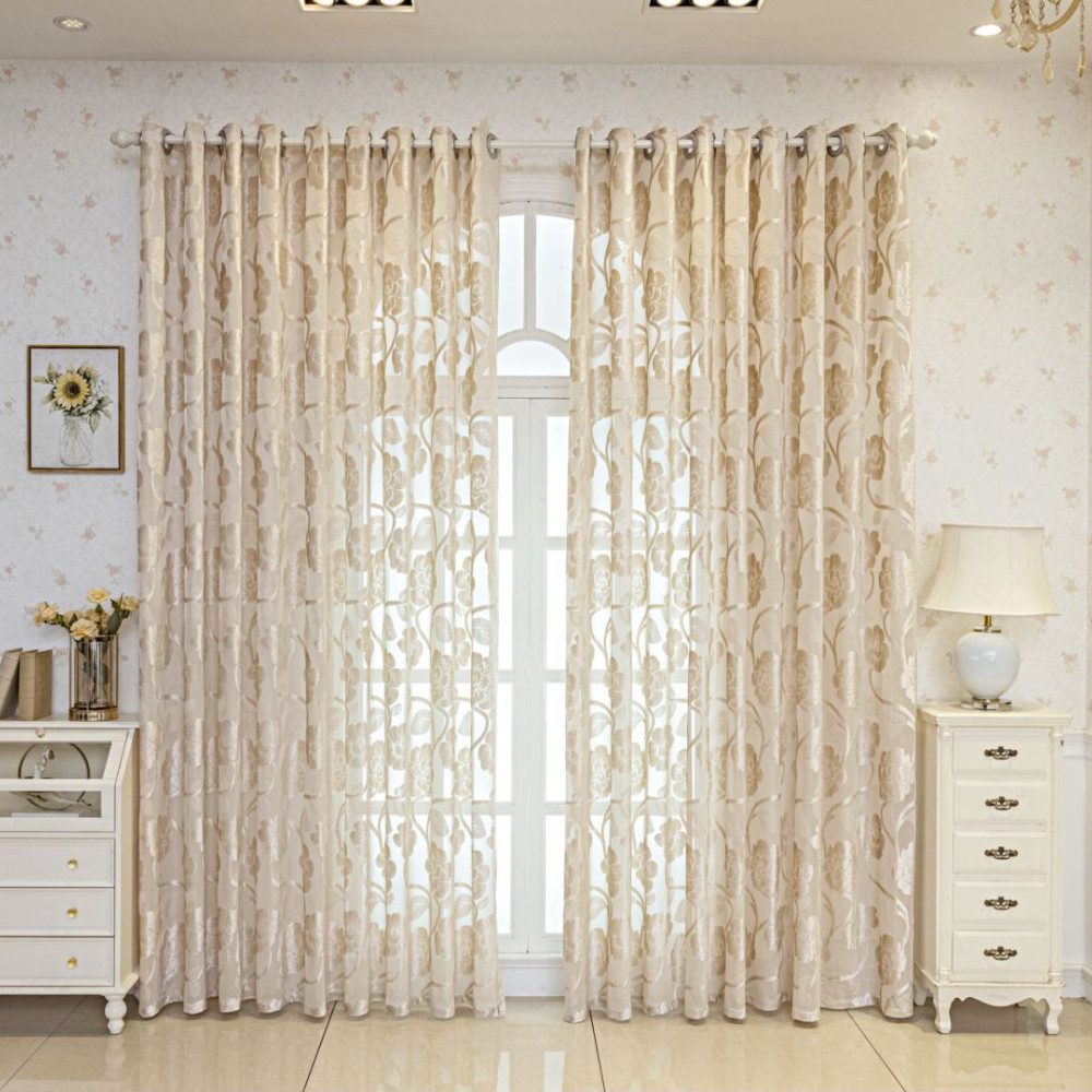 BYSURE Vorhang (2 St), 2er-Set Vorhänge Jacquard Gardinen mit Blumenmuster, günstig online kaufen