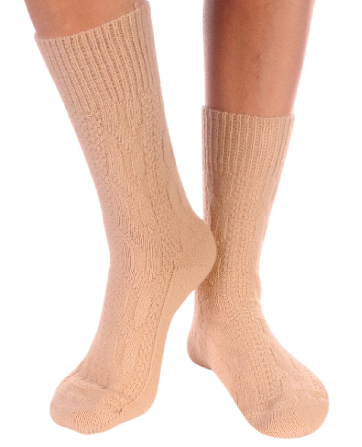 Martinex Socken Thermosocken mit Wolle Wintersocken Stricksocken warme Damensocken Thermosocken in Beige, Zopfmuster, gestrickt