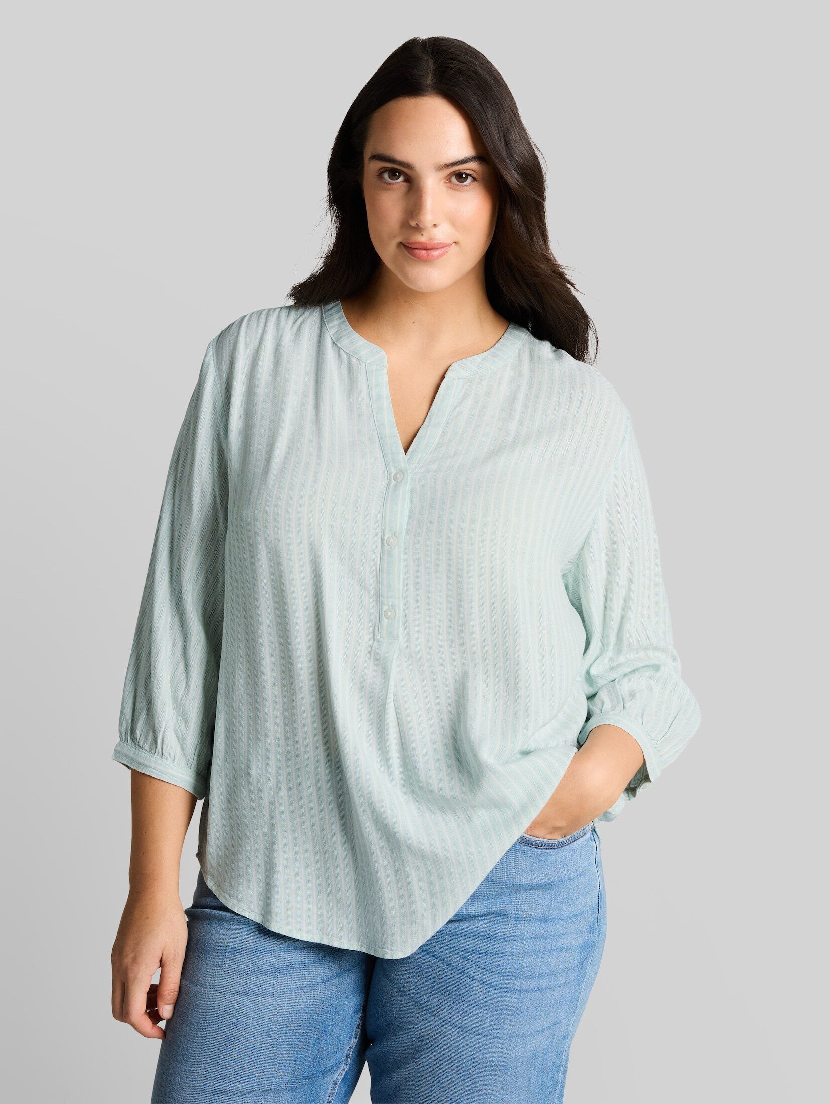 TOM TAILOR PLUS Langarmbluse Blusen & Shirts Plus Size - Bluse mit Streifenmuster