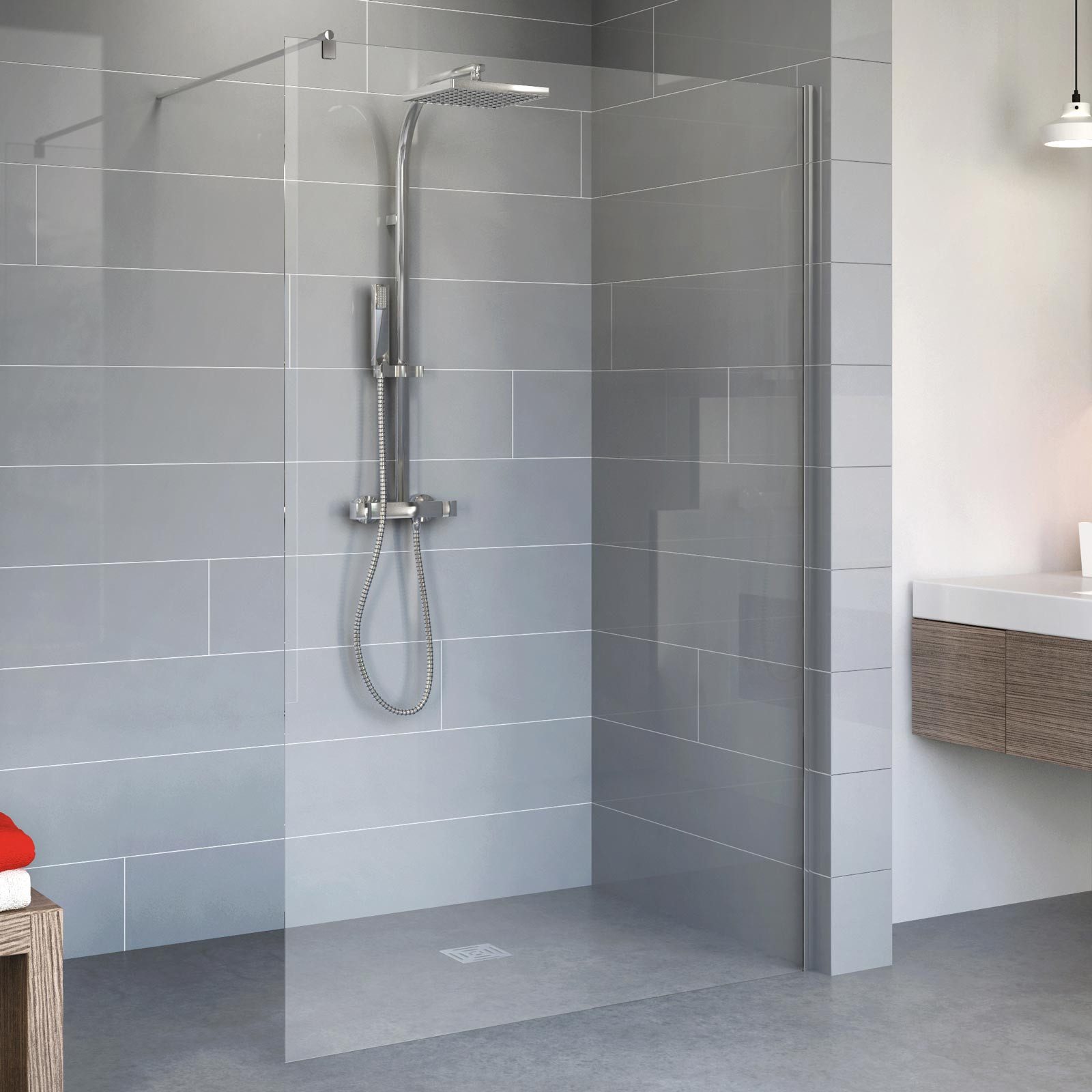 Schulte Walk-in-Dusche, 6 mm Sicherheitsglas, BxH: 120 x 190 cm, wahlweise zum Kleben oder Bohren