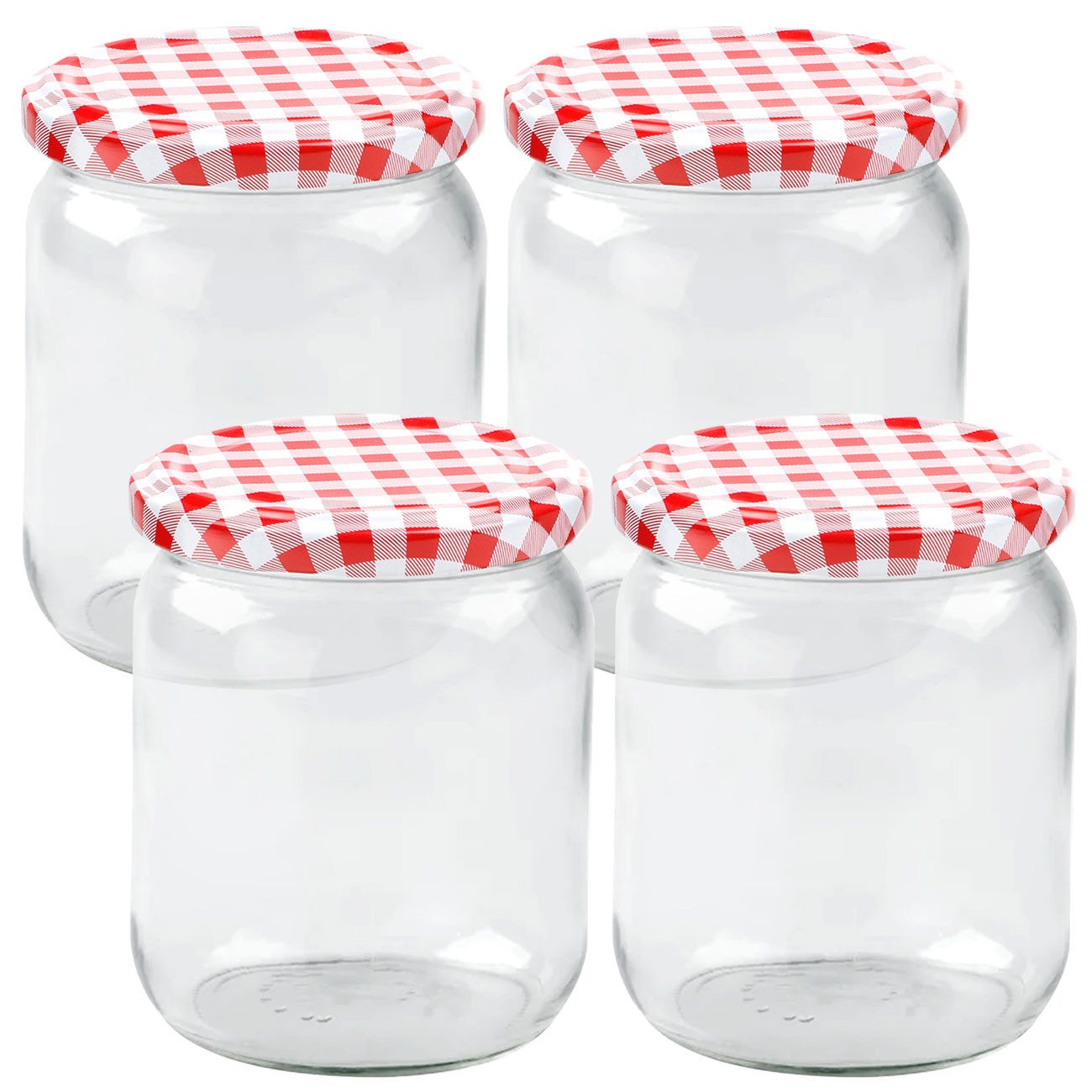 Casativo Einmachglas 540ml Sturzgläser mit Karodeckel: Ideal für Marmelade & Vorrat, (4-tlg., 4er-Set & 8er-Set & 12er-Set), Luftdichte Aufbewahrung von Lebensmitteln von Casativo