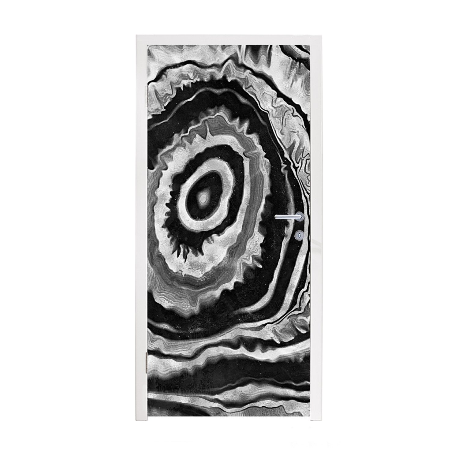 MuchoWow Türtapete Marmor - Schwarz - Grau, Matt, bedruckt, (1 St), Fototapete für Tür, Türaufkleber, 75x205 cm