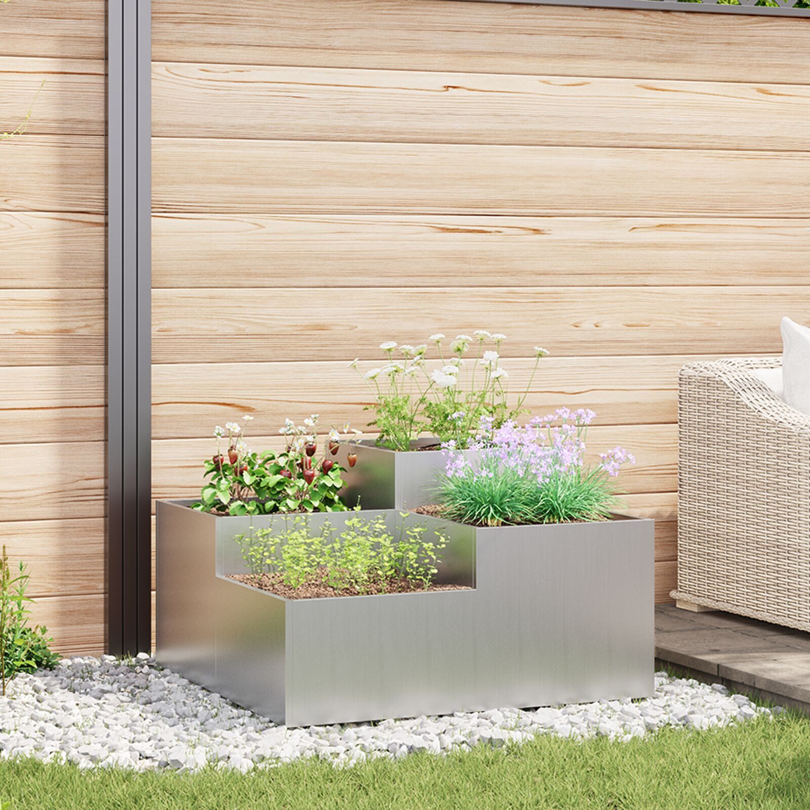 Thumbnail - vidaXL Hochbeet Gartenpflanzer 80x80x48 cm Verzinkter Stahl