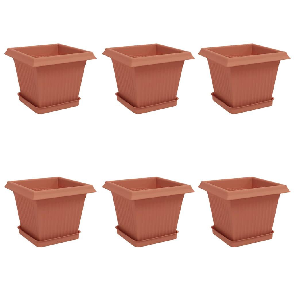 vidaXL Blumentopf Blumentöpfe 6 pcs Ziegelrot 20 x 20 x 16 cm Kunststoff (6 St)